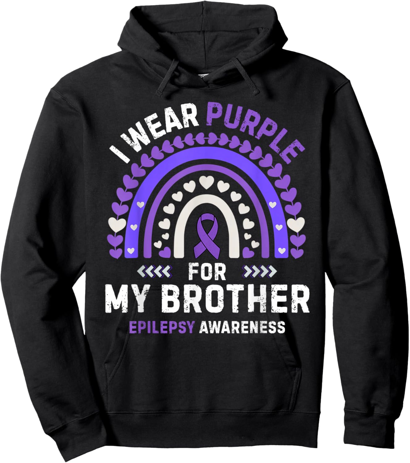 I wear Purple for My Brother Seizure Epilepsy Awareness Hoodie - Hoodie | Black