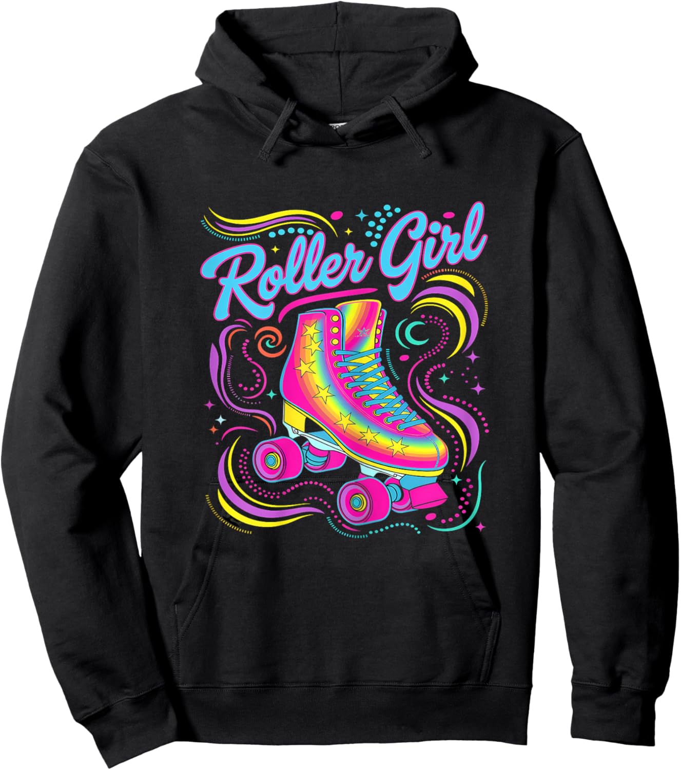 Roller Skater Girl 70s 80s 90s Roller Skates Roller Skating Hoodie - Hoodie | Black