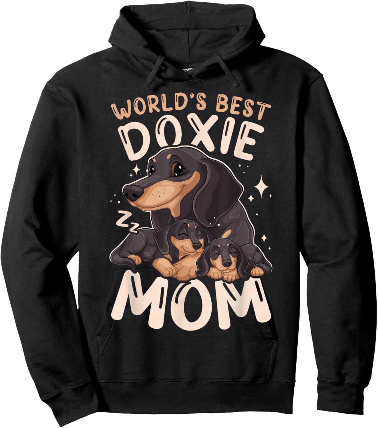 World's Best Doxie Mom, Dachshund with 2 Puppies Mothers Day Hoodie - Hoodie | Black