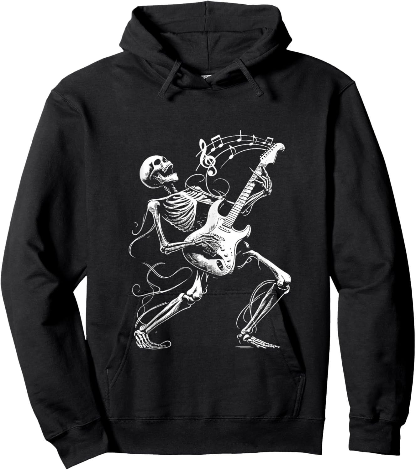 Skeleton Playing Guitar Music Gifts Women Rock Band Hoodie - Hoodie | Black