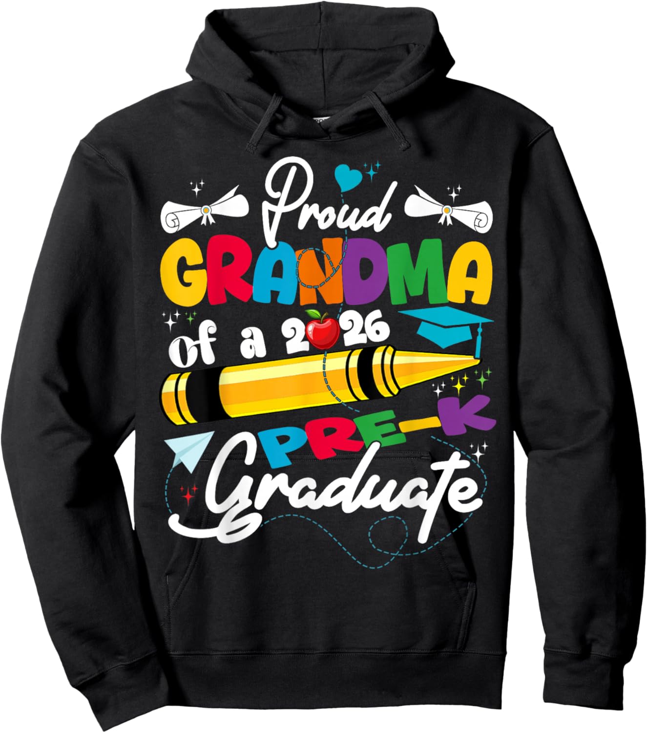 Proud Grandma of 2026 Pre-K Graduate Mothers Day Graduation Hoodie - Hoodie | Black