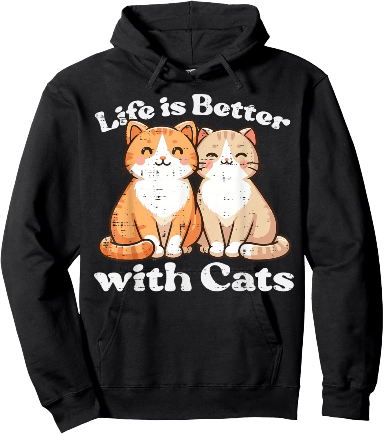 Life Is Better With Cats Cute Kitten Kitty Women Girls Kids Hoodie - Hoodie | Black