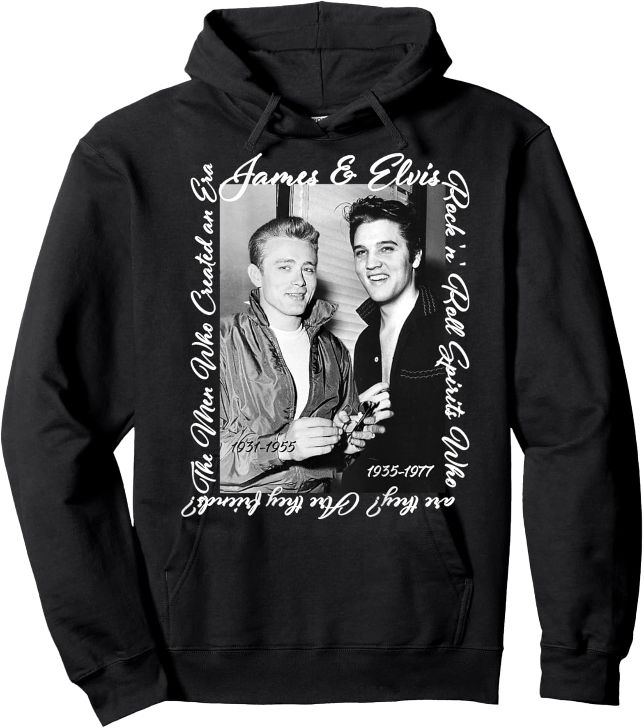 James Dean_Elvis Presley_Back Printed Hoodie - Hoodie | Black