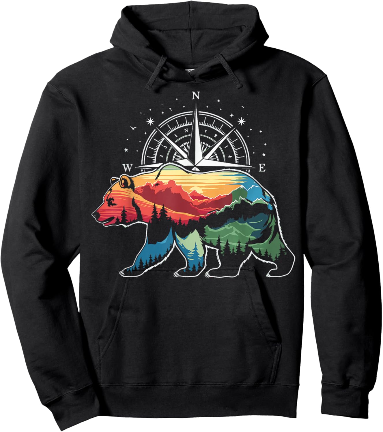 Bear Compass Hiker Outdoor Hoodie - Hoodie | Black