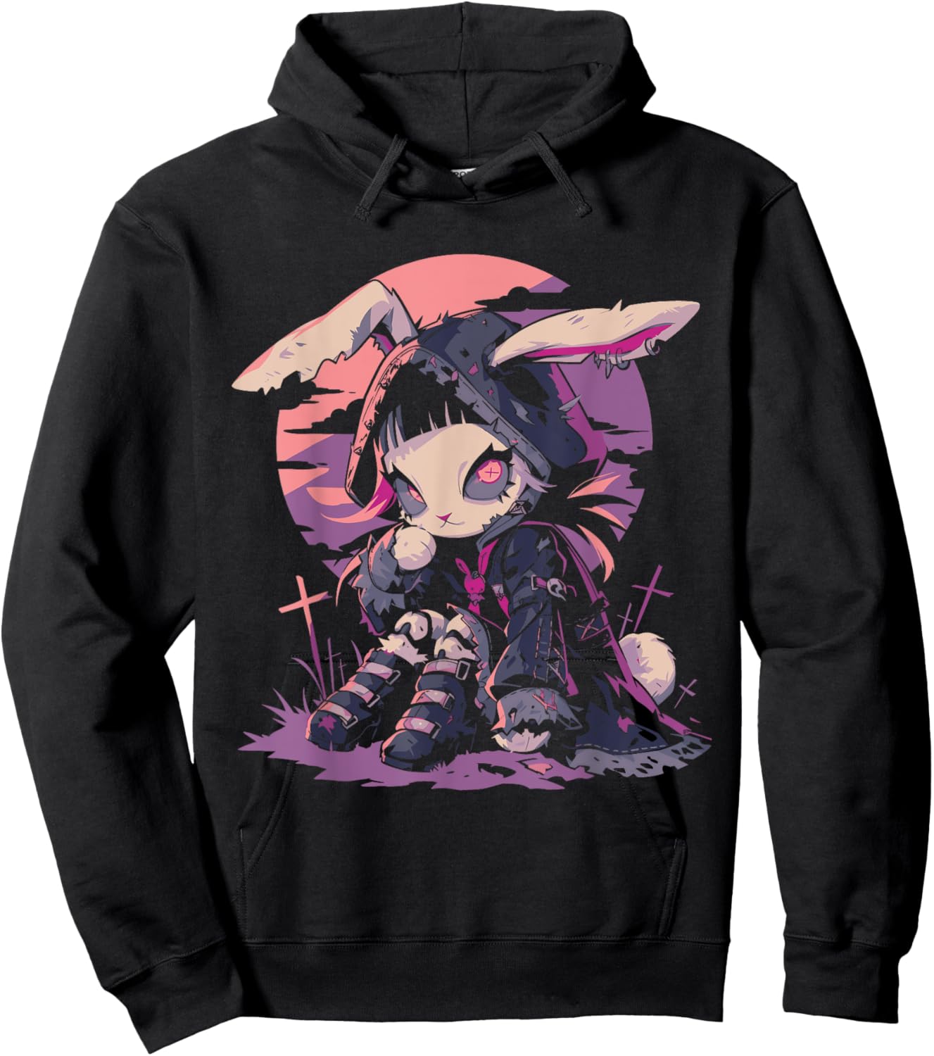 Cute Goth Bunny Witch Cute E-Girl Gothic Outfit Grunge Hoodie - Hoodie | Black