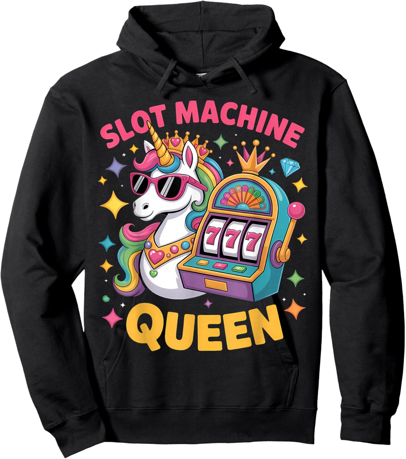 Slot Machine Queen Poker Player Funny Casino Gambling Hoodie - Hoodie | Black