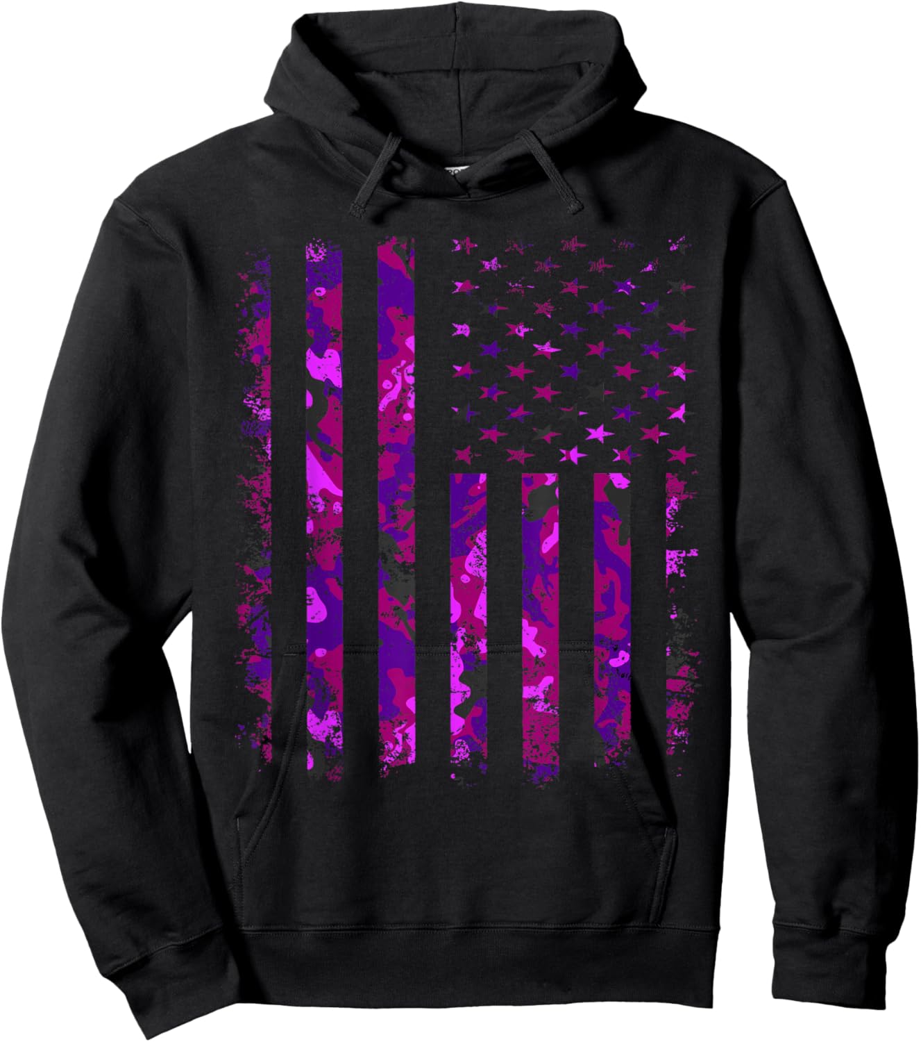 Purple up US Flag Military Kids Month of The Military Child Hoodie - Hoodie | Black