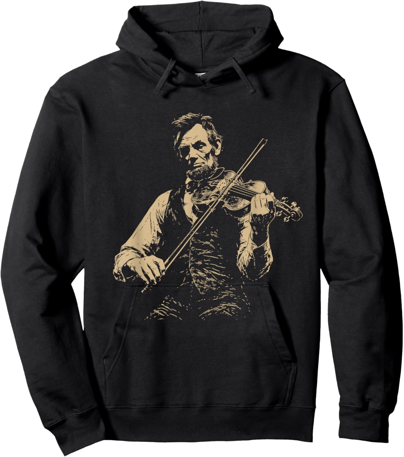 Abraham Lincoln Playing Violin Vintage Sketch Art Hoodie - Hoodie | Black