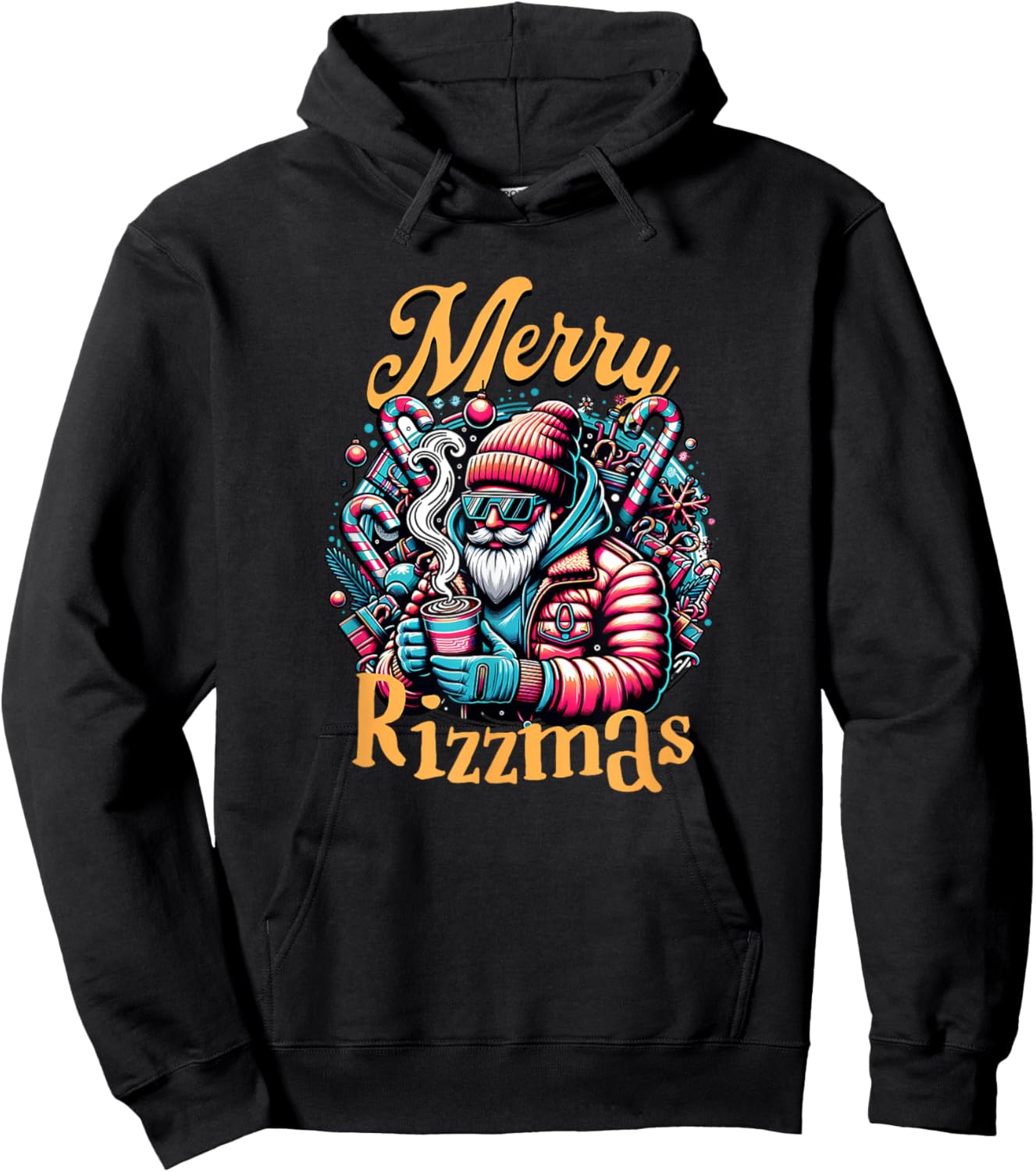 Merry Rizzmas, viral influencer skibidi christams brain rot Hoodie - Hoodie | Black
