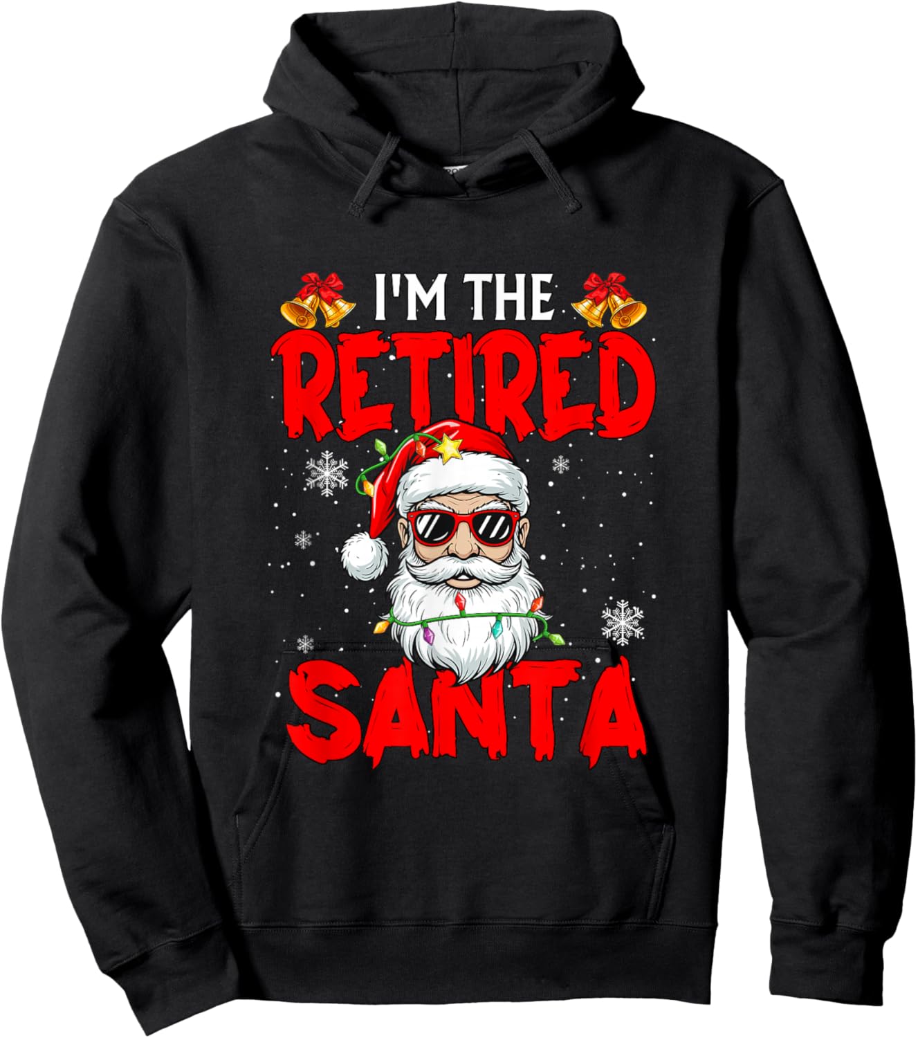 Retired Santa Christmas Santa Sunglasses Retirement Family Hoodie - Hoodie | Black