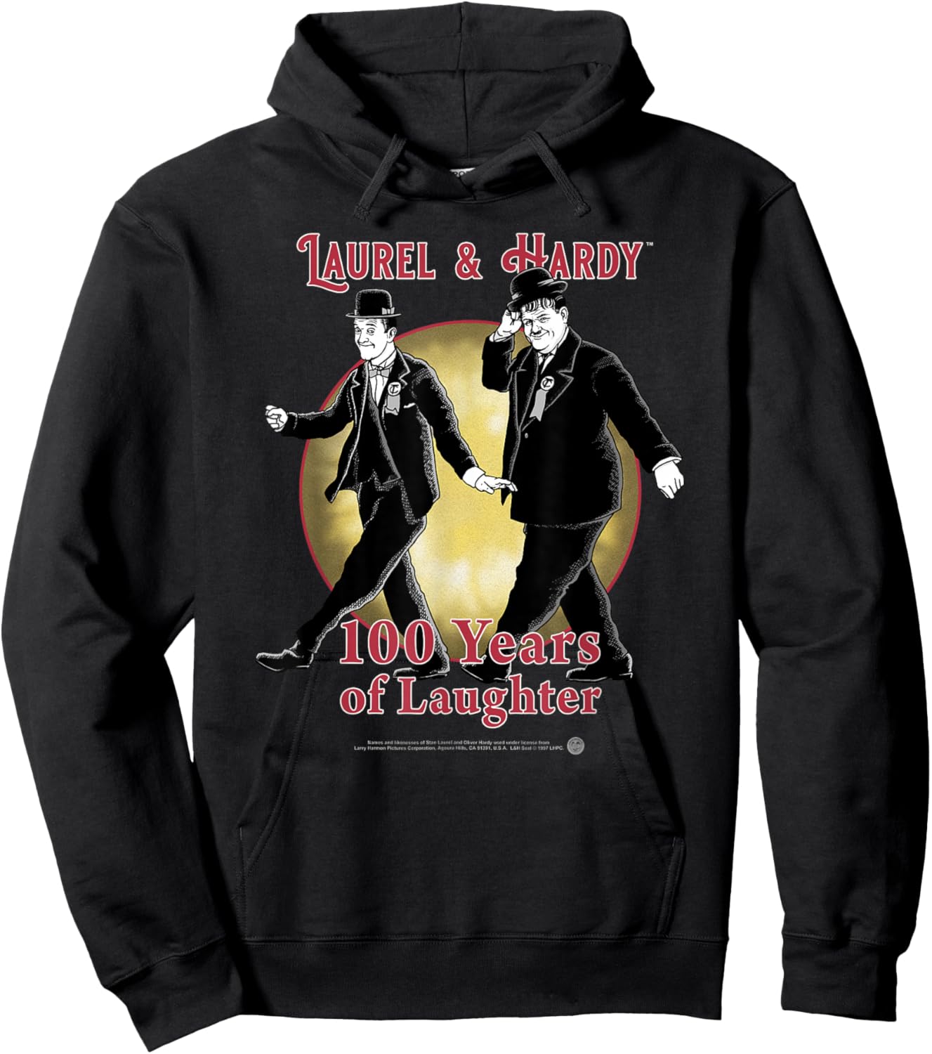 Laurel & Hardy 100 Years of Laughter Classic Comedy Hoodie - Hoodie | Black