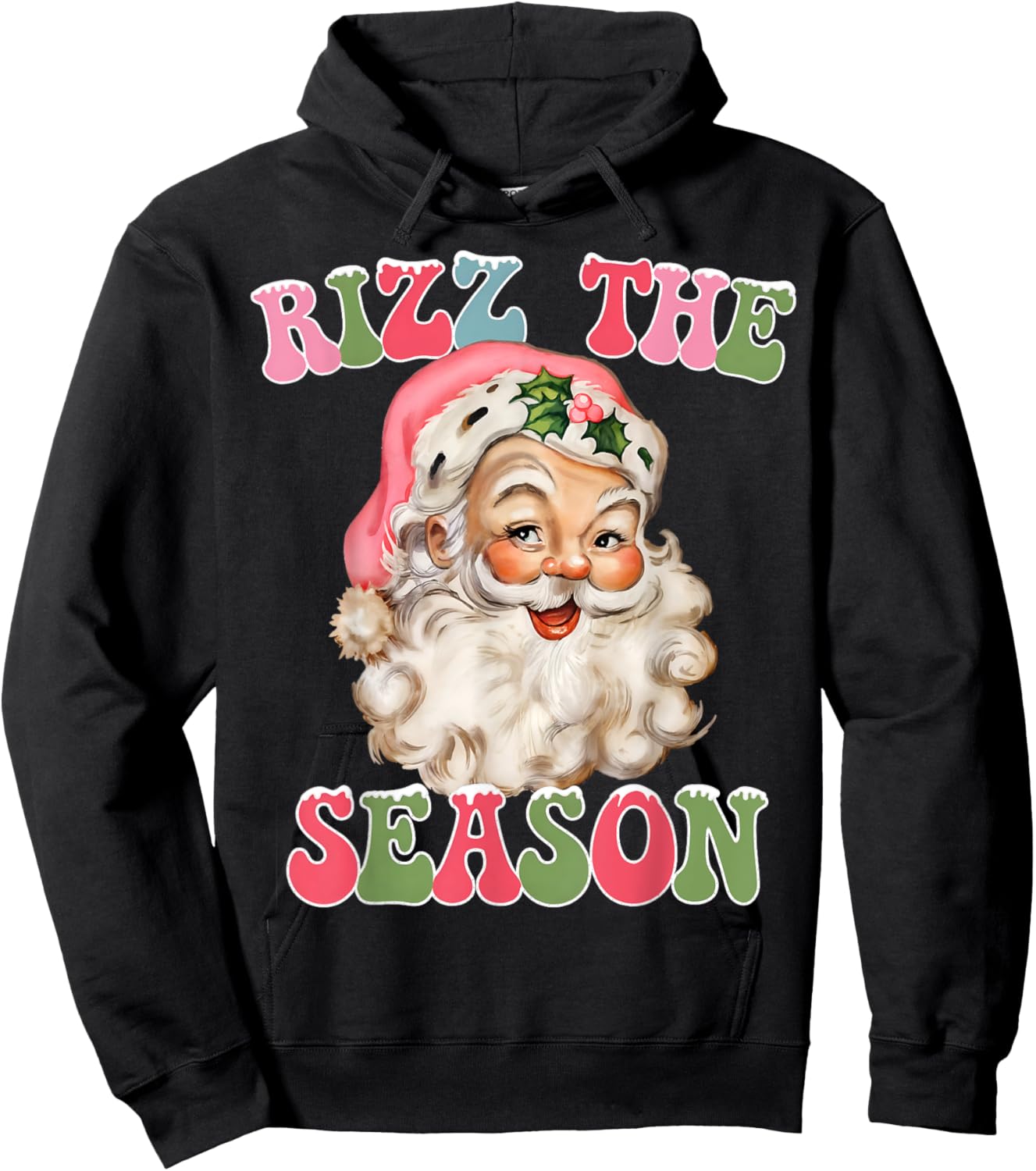 Rizz the Season Funny Christmas Rizzmas Santa Claus Rizzler Hoodie - Hoodie | Black