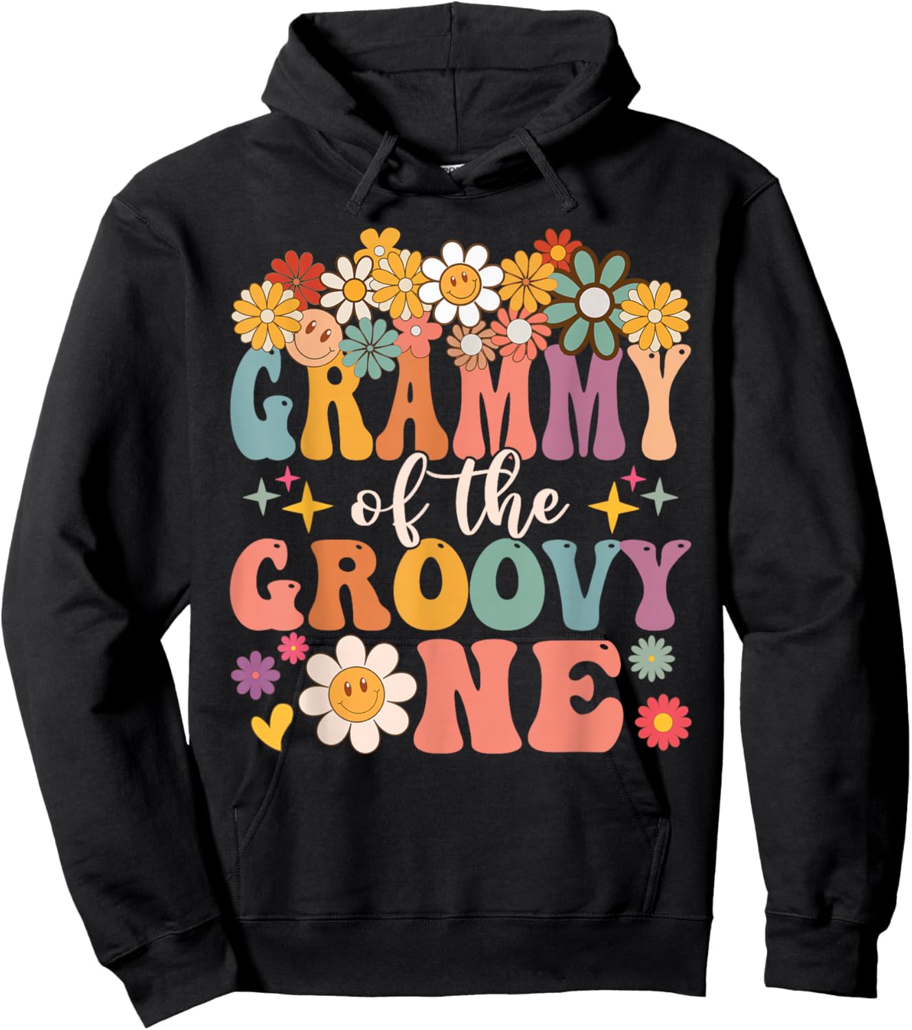 Retro Grammy of Groovy One Matching Family 1st Birthday Hoodie - Hoodie | Black