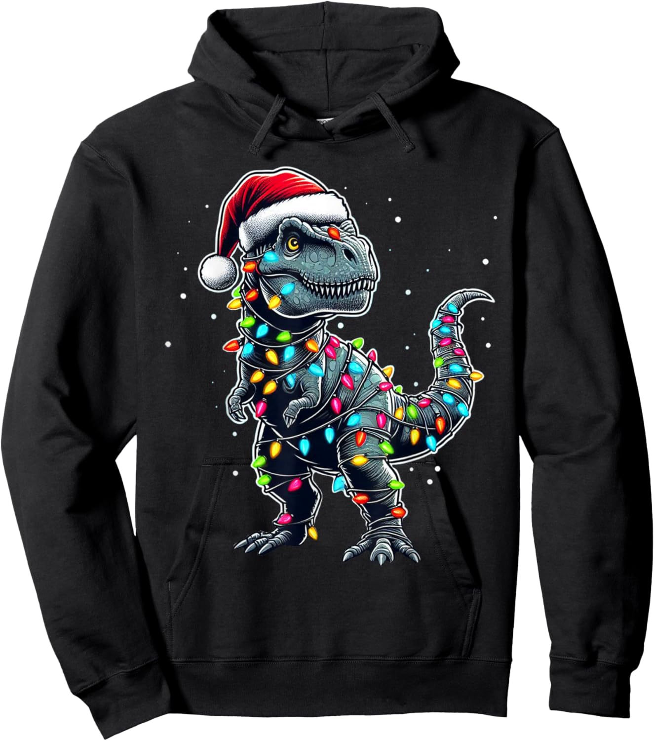 Dinosaur T-rex Tree Christmas Xmas Pet Dino Trex Hoodie - Hoodie | Black