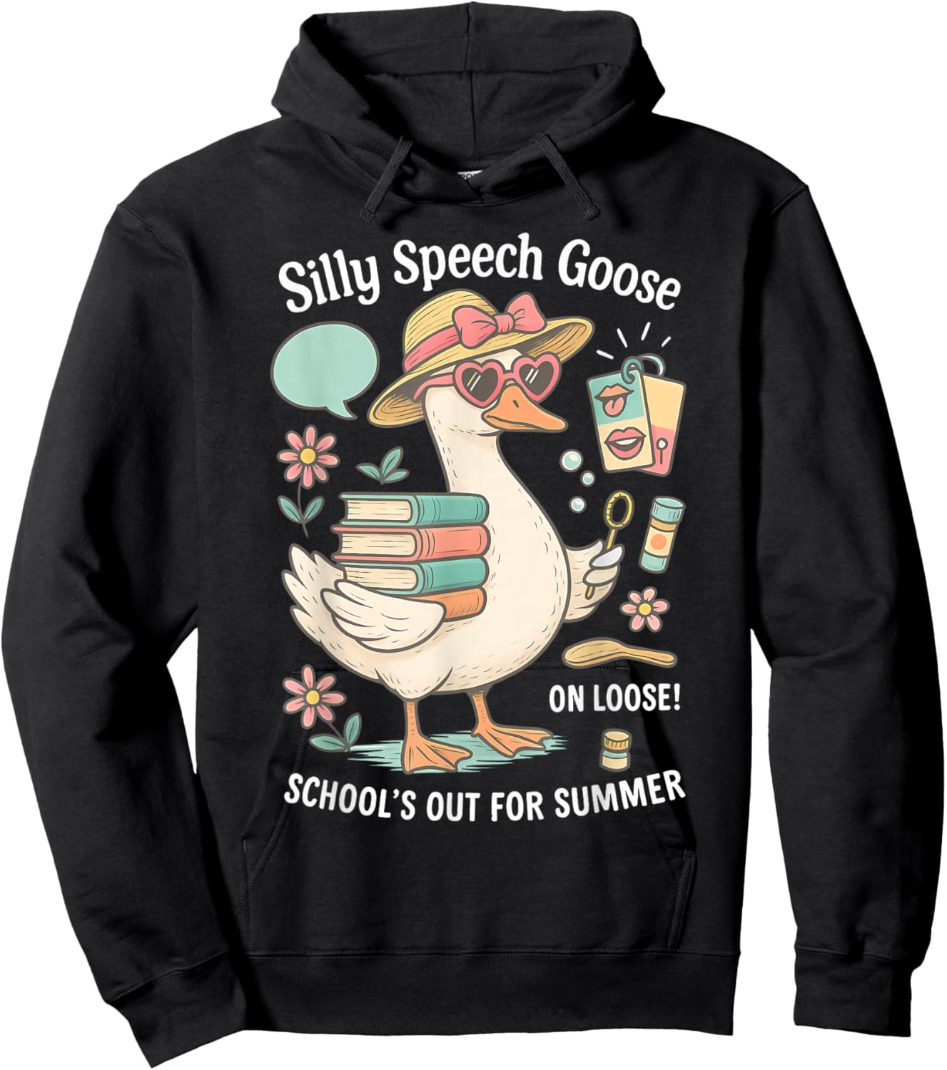 Silly Speech Goose On The Loose SLP School's Out for Summer Hoodie - Hoodie | Black
