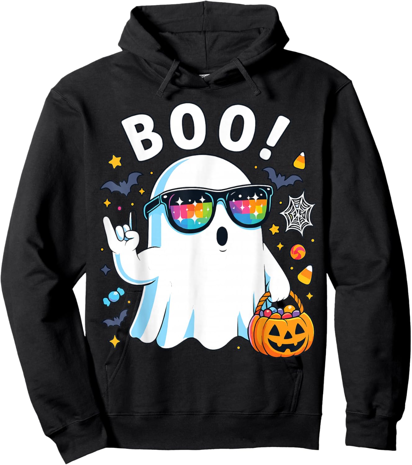Rock Ghost Retro Pumpkin Boo Funny Halloween Shirt Hoodie - Hoodie | Black