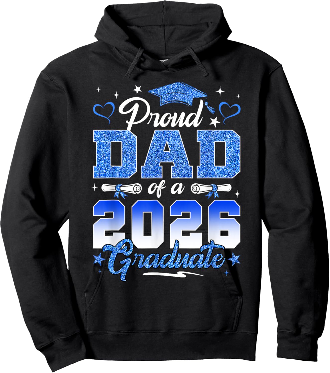 Proud Mom of a 2026 Graduate Senior Mom Blue Graduation Hoodie - Hoodie | Black