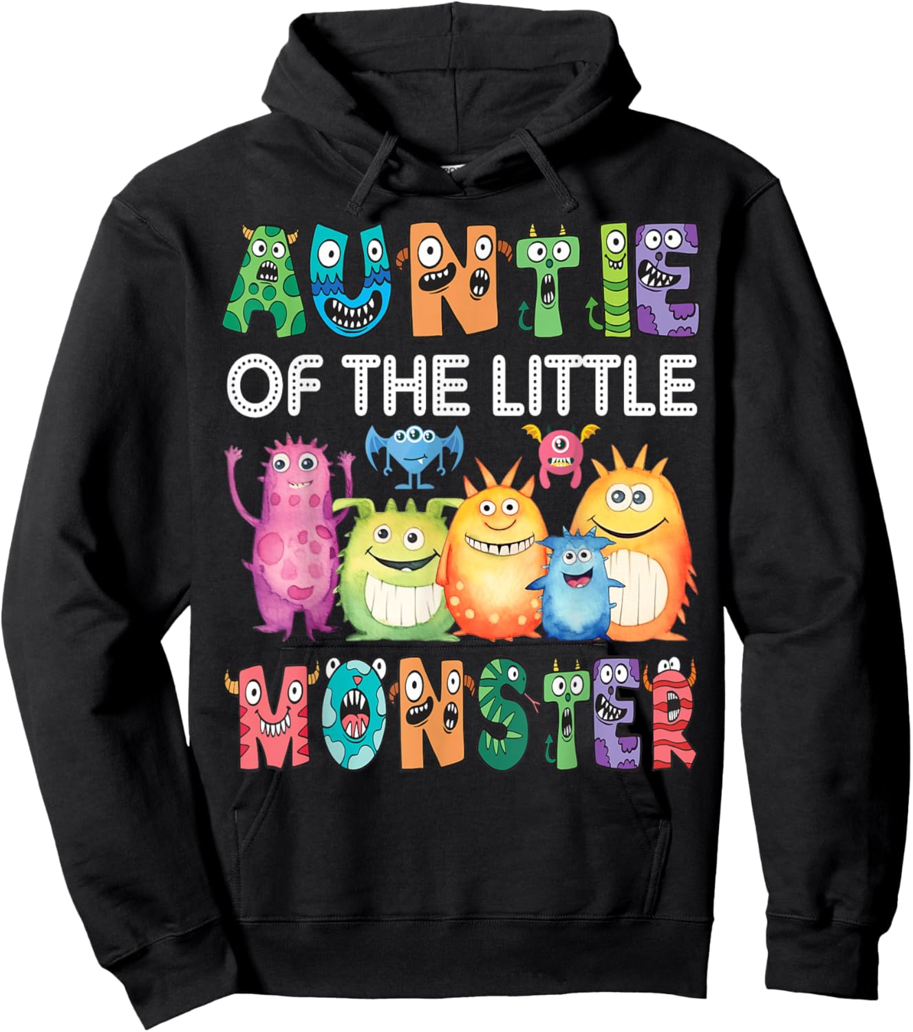 Auntie Of The Little Monster Kids 1St Birthday Party Hoodie - Hoodie | Black