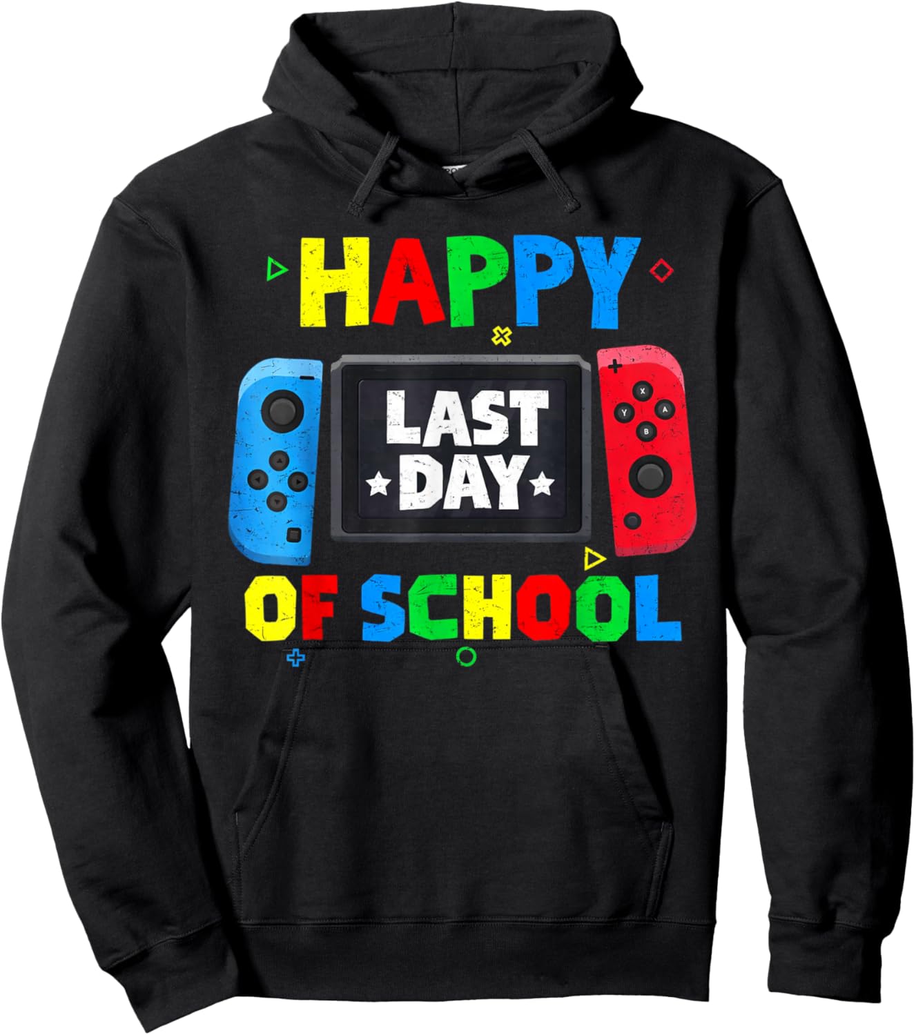 Happy Last Day of School Funny Game Controller Gamer Boys Hoodie - Hoodie | Black