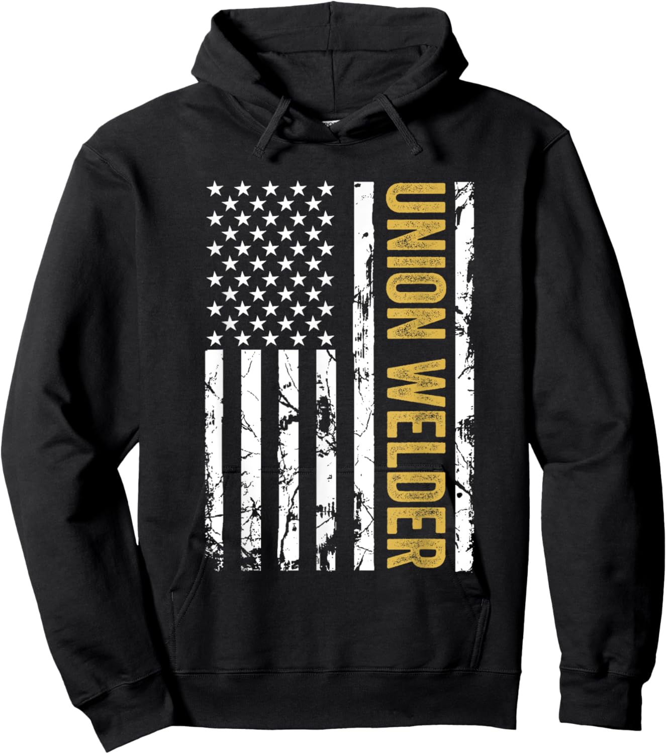 Union Welder USA American Flag Pro Union Workers Rights Hoodie - Hoodie | Black