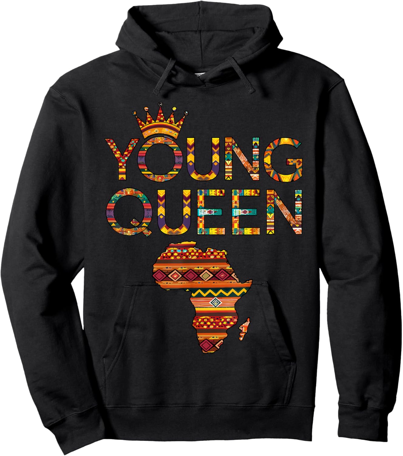 African Queen Art Girls Kente Cloth African Print Hoodie - Hoodie | Black