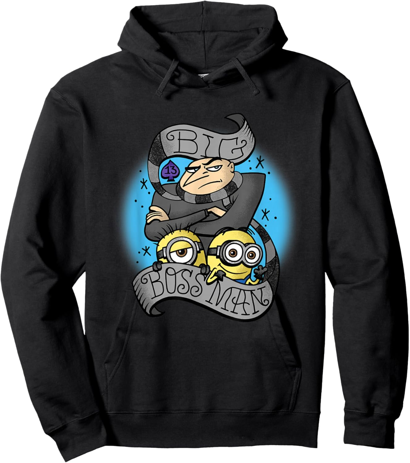 Minions Big Boss Man Gru Retro Logo Hoodie - Hoodie | Black