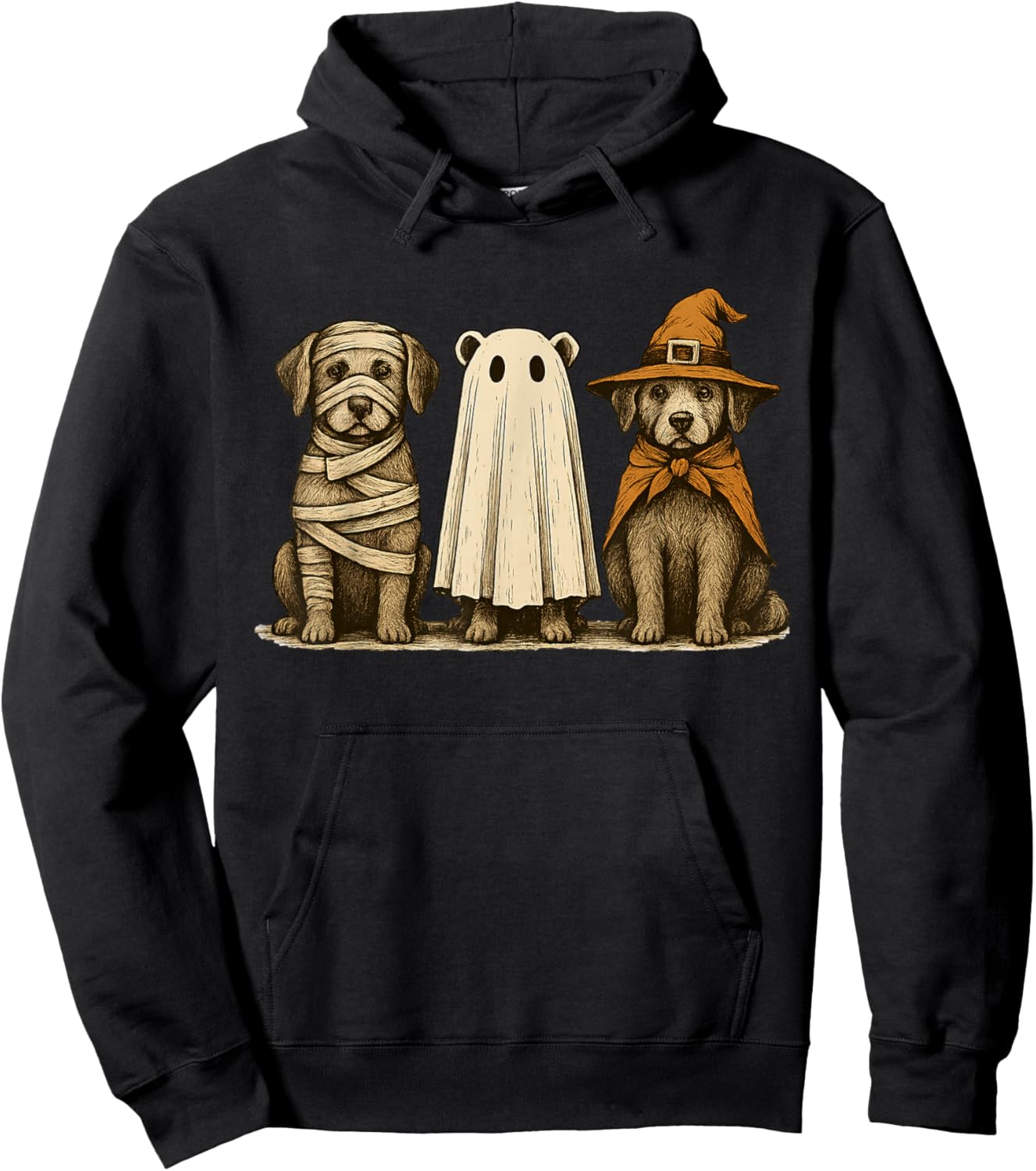 Cute Halloween Dogs Ghost Witch Mummy Funny Costume Hoodie - Hoodie | Black