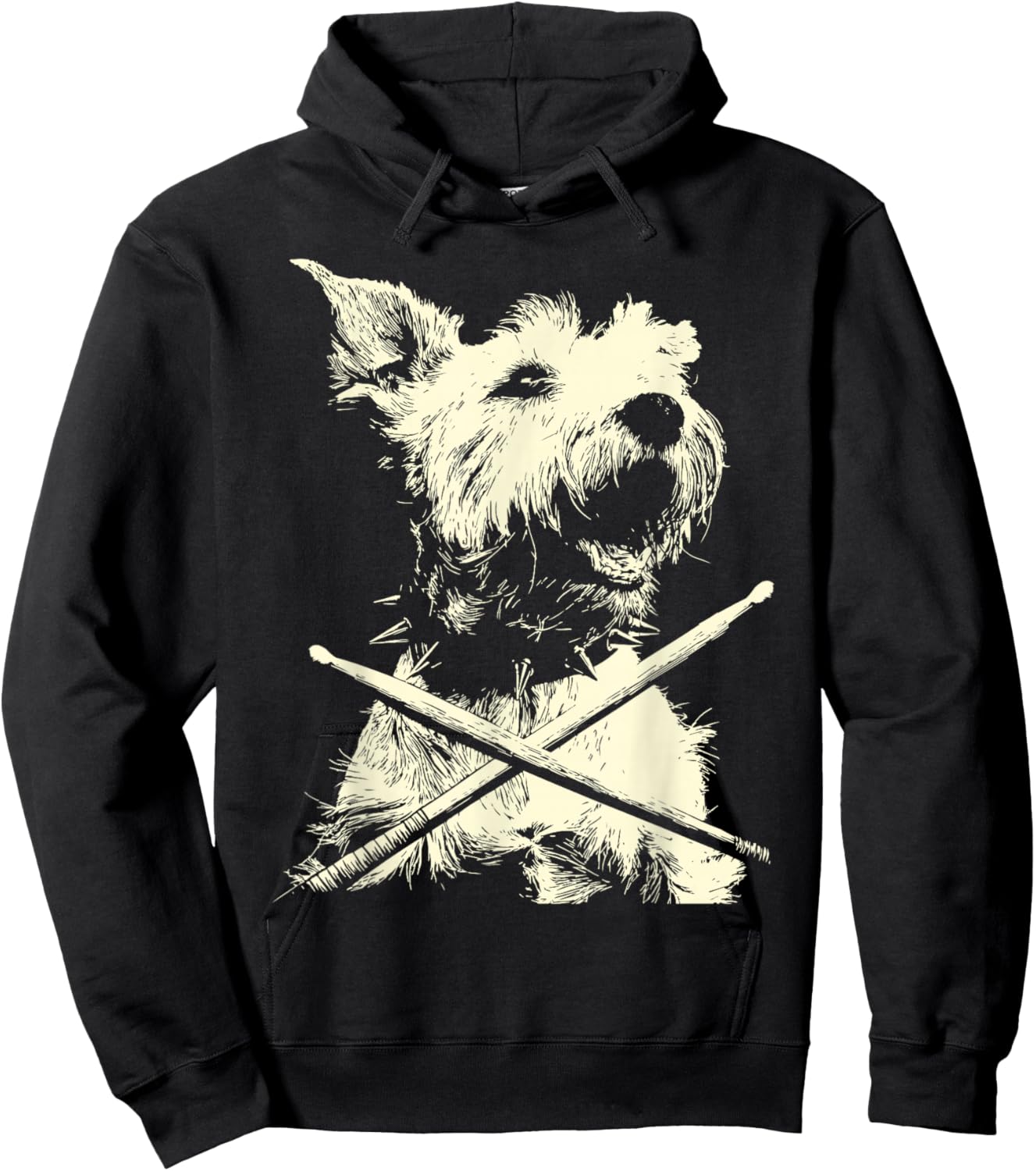 Schnauzer Playing Drums Funny Musician Dog Drummer Punk Hoodie - Hoodie | Black