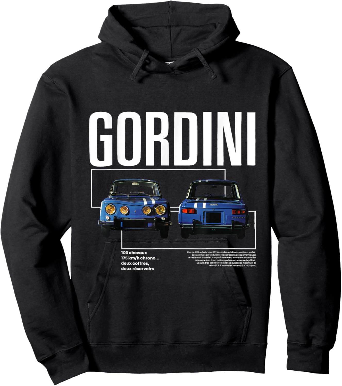 Renault Gordini Rally Racing Stripe Voiture Rétro Publicité Hoodie - Hoodie | Black