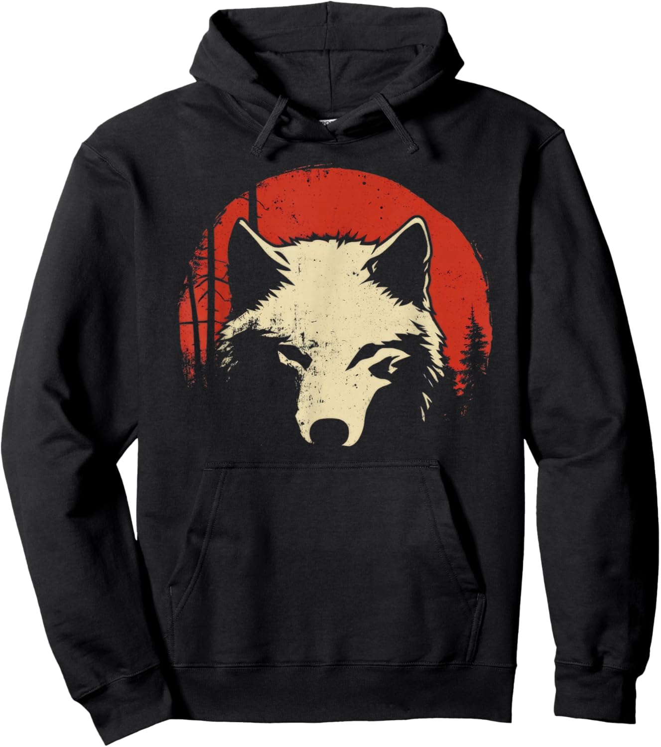 Wolf Red Moon Wildlife Animal Wolf Japanese Hoodie - Hoodie | Black