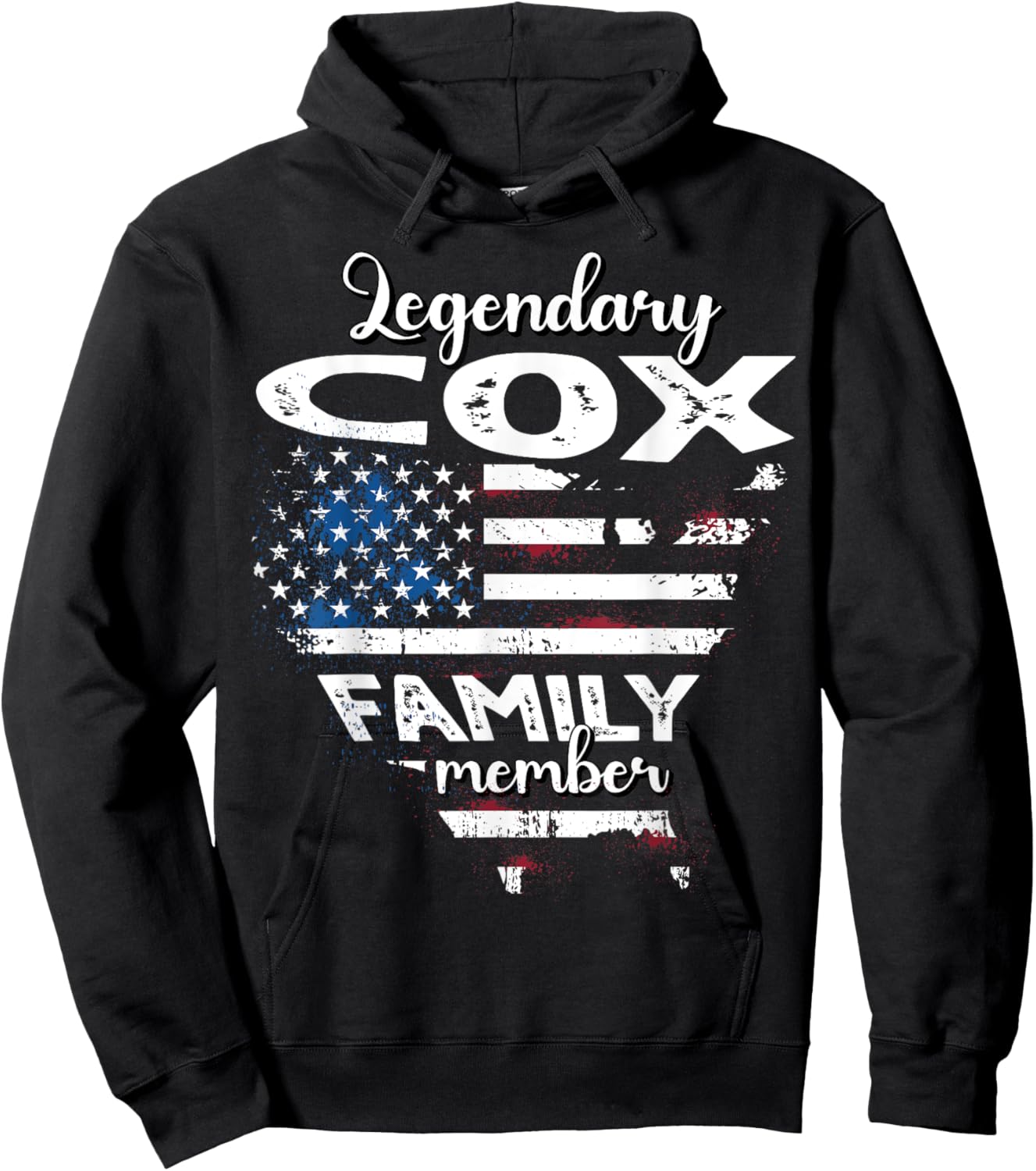 Surname Cox US Flag Cox Last Name Cox Hoodie - Hoodie | Black