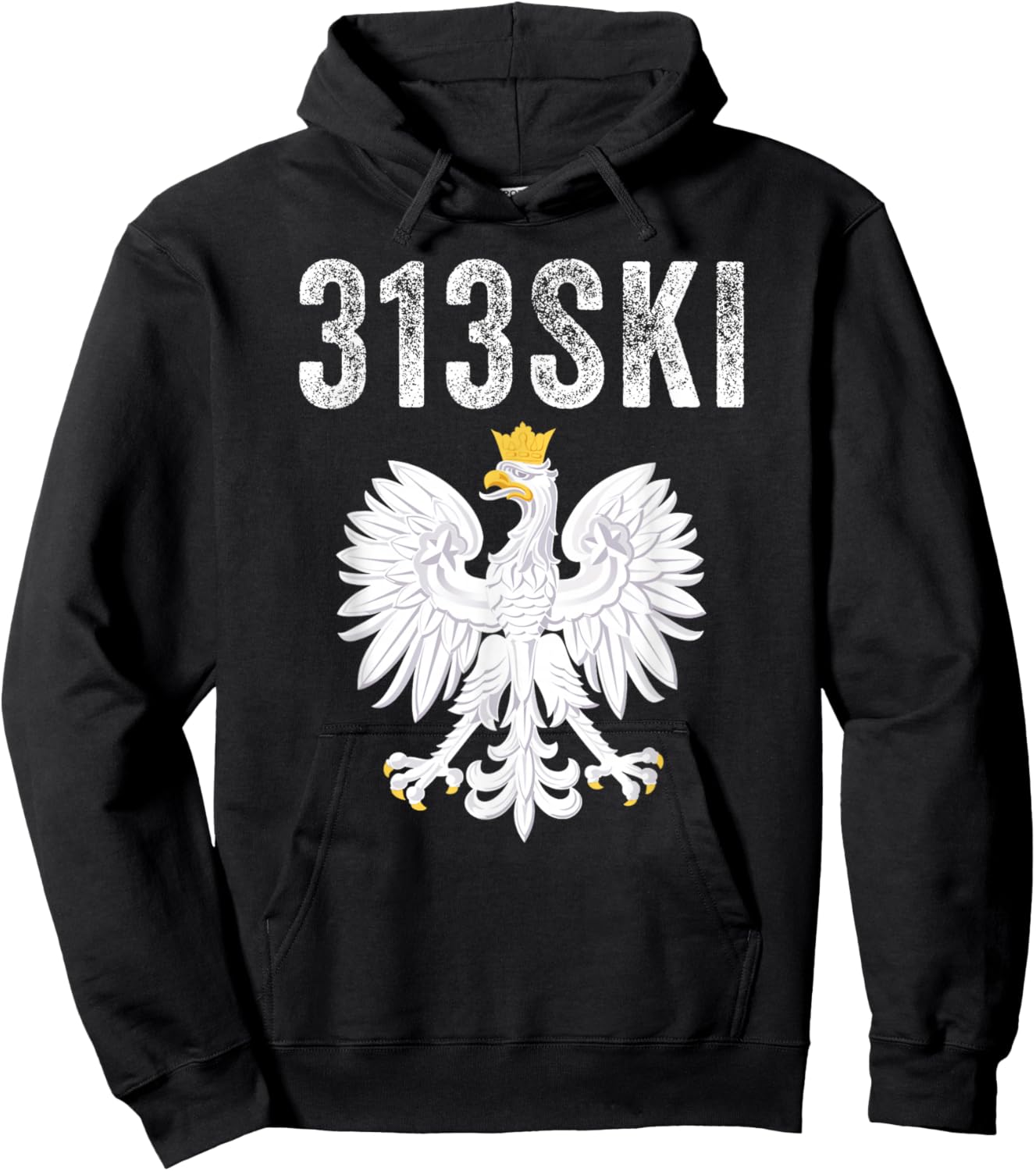 313SKI Detroit Michigan Area Code 313 Polska Polish Pride Hoodie - Hoodie | Black