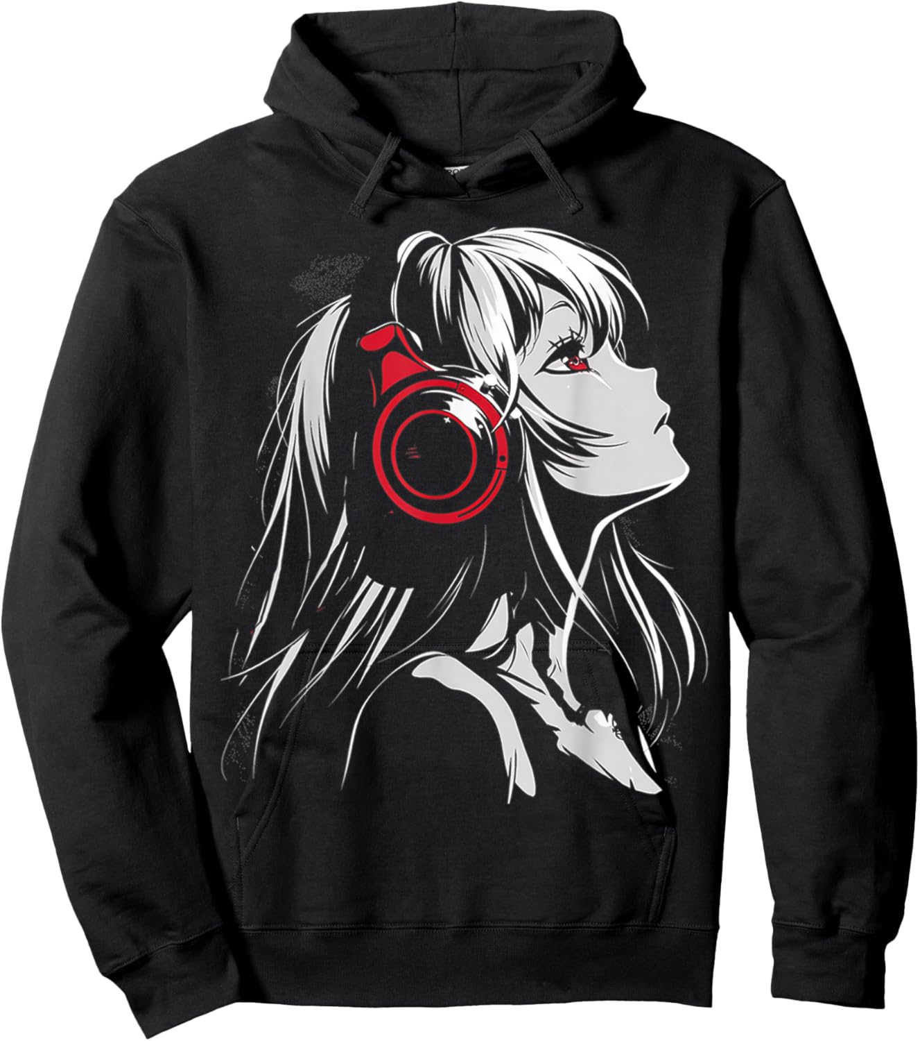 Anime Manga Motif Headphone Artwork Anime Hoodie - Hoodie | Black