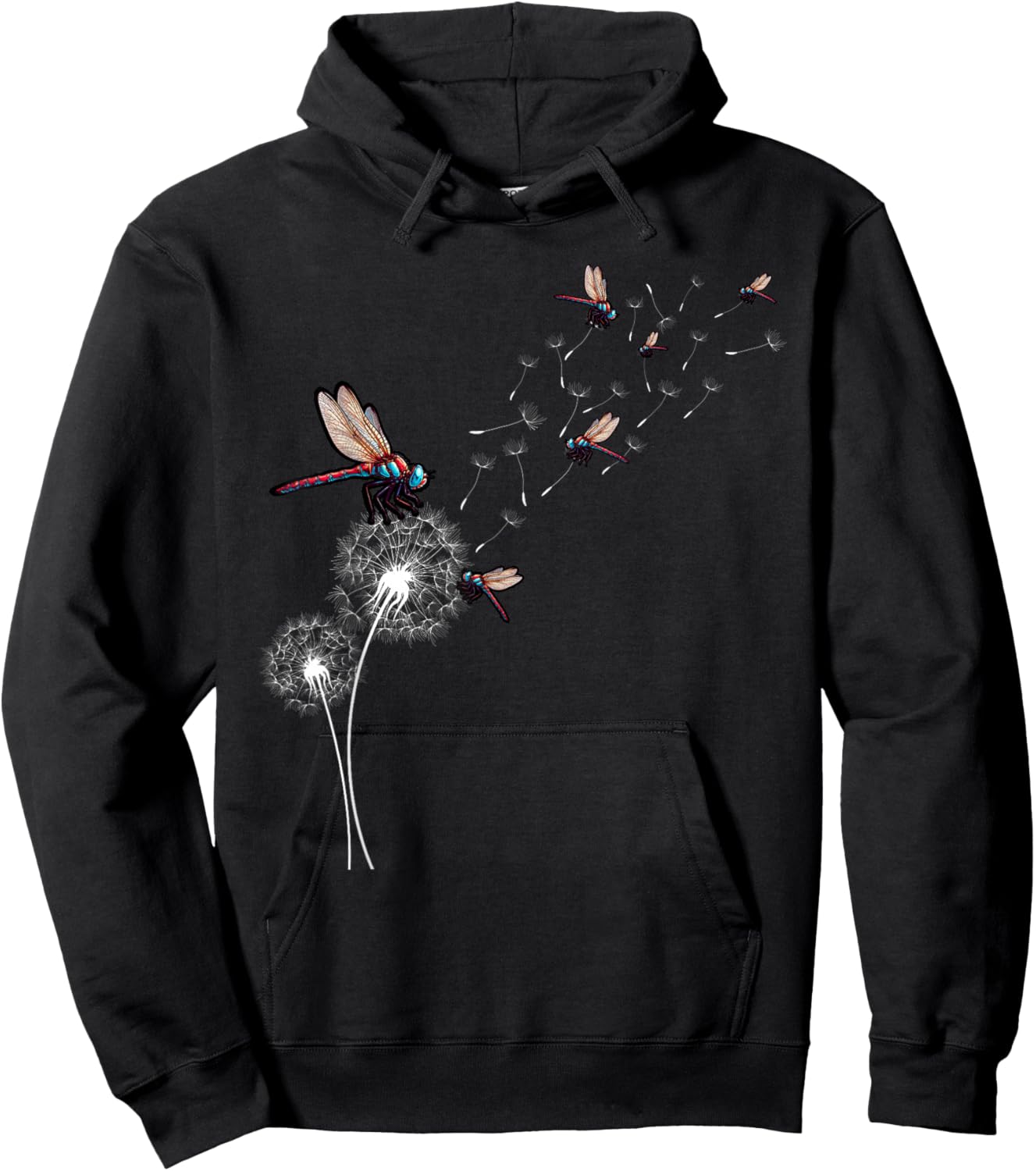 Dandelion Dragonfly Wildlife Insect Dragonfly Hoodie - Hoodie | Black