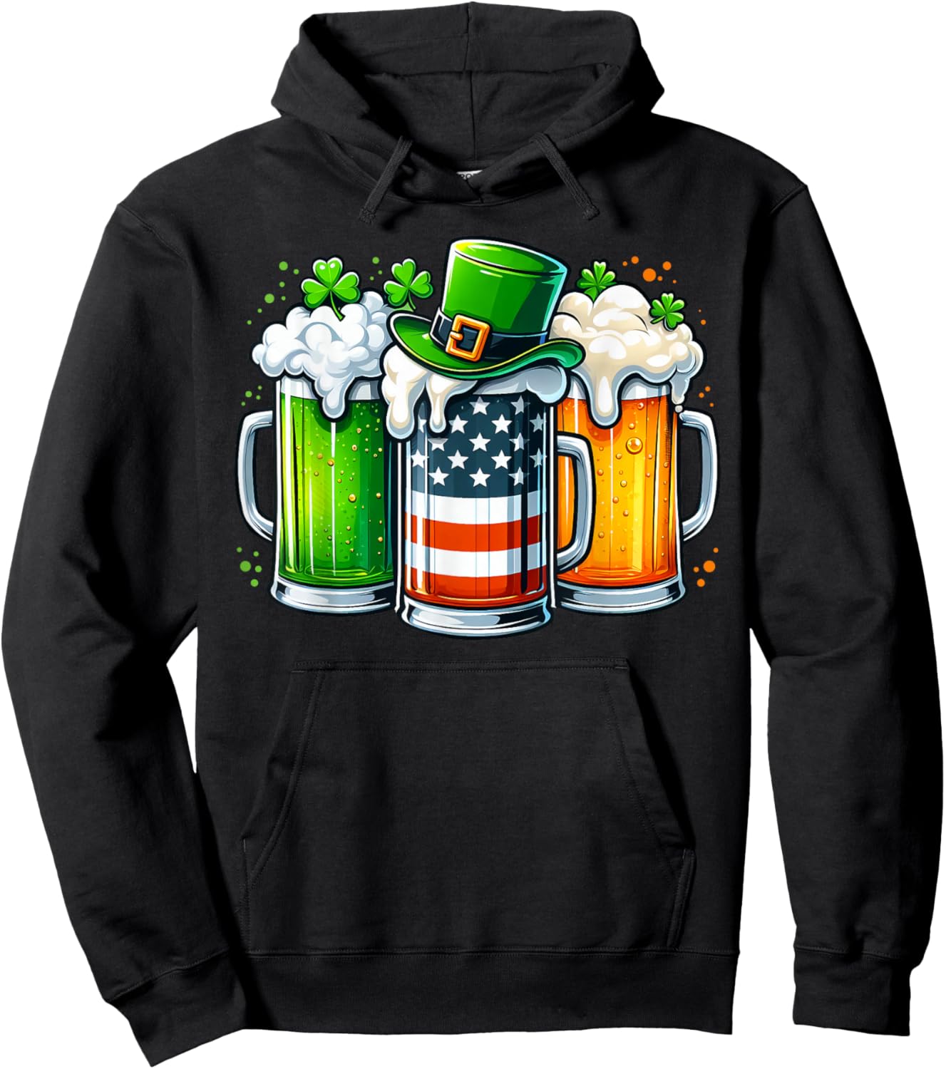 Irish Beer Ireland Flag St Patricks Day Men Women Leprechaun Hoodie - Hoodie | Black