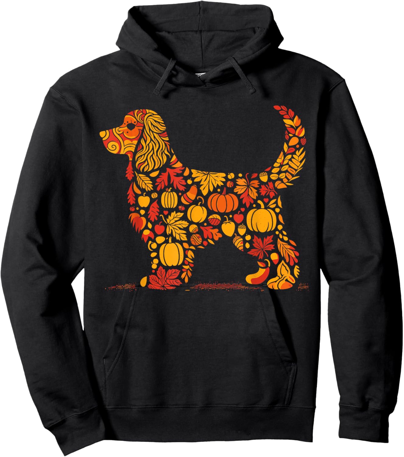 Autumn Pumpkin Cocker Spaniel Thanksgiving Kids Hoodie - Hoodie | Black