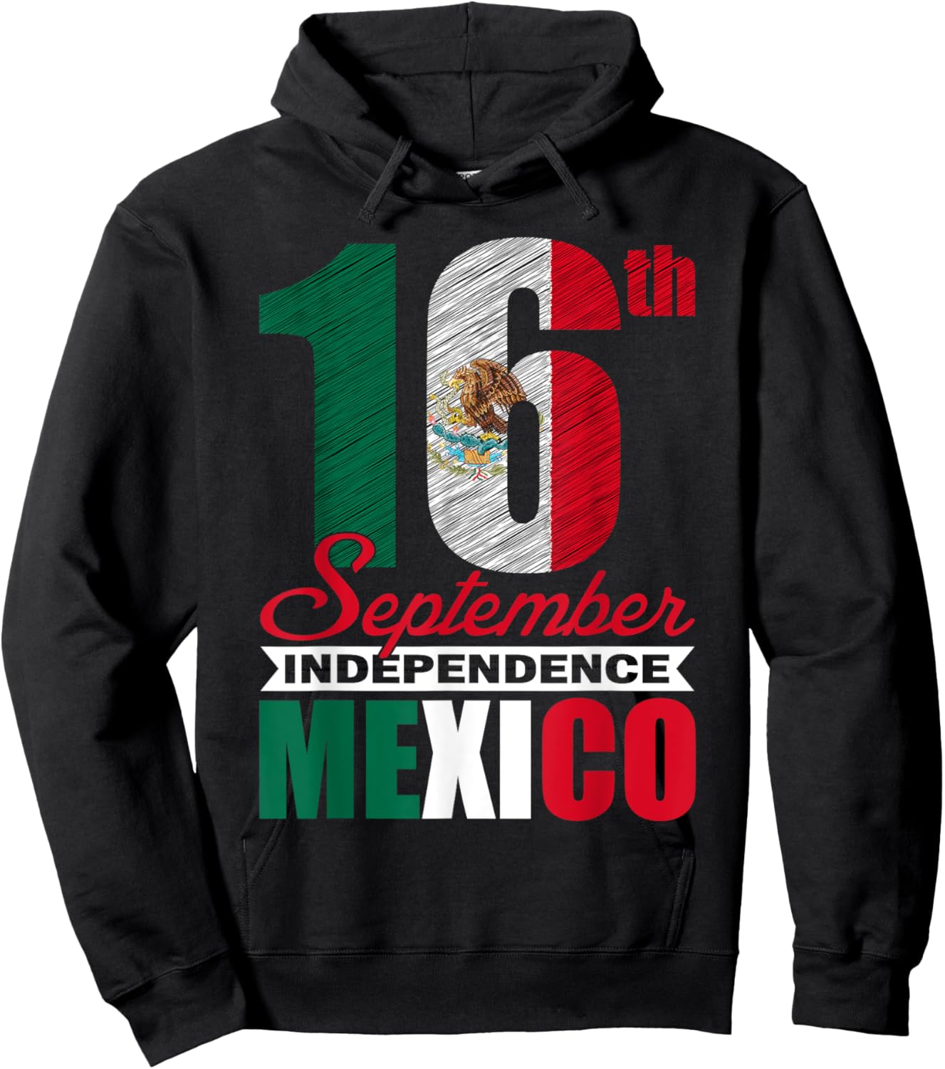 September 16th Viva Mexico Independence Day Mexican Flag Hoodie - Hoodie | Black