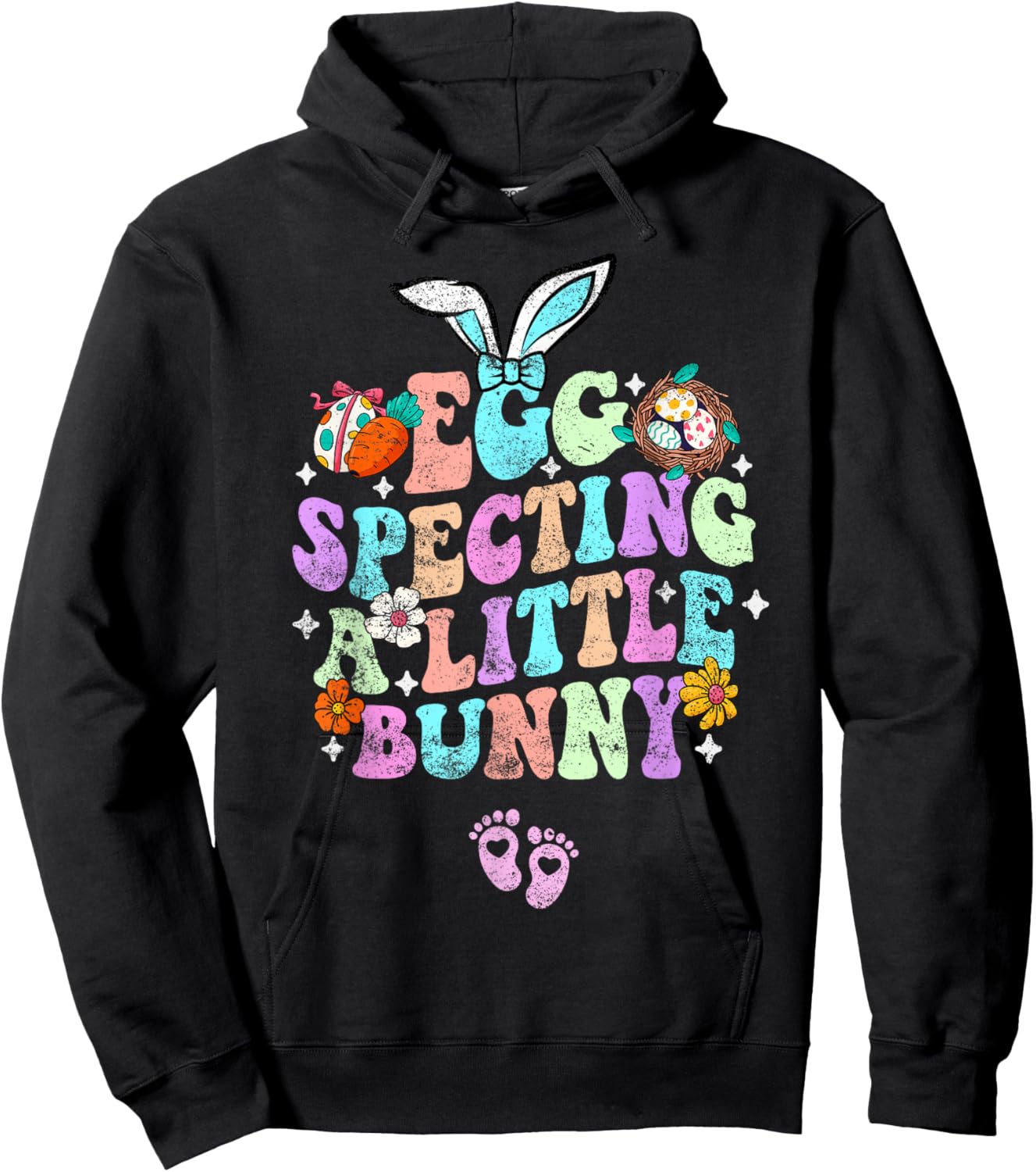 Egg Specting A Little Bunny Easter Pregnancy Announcement Hoodie - Hoodie | Black