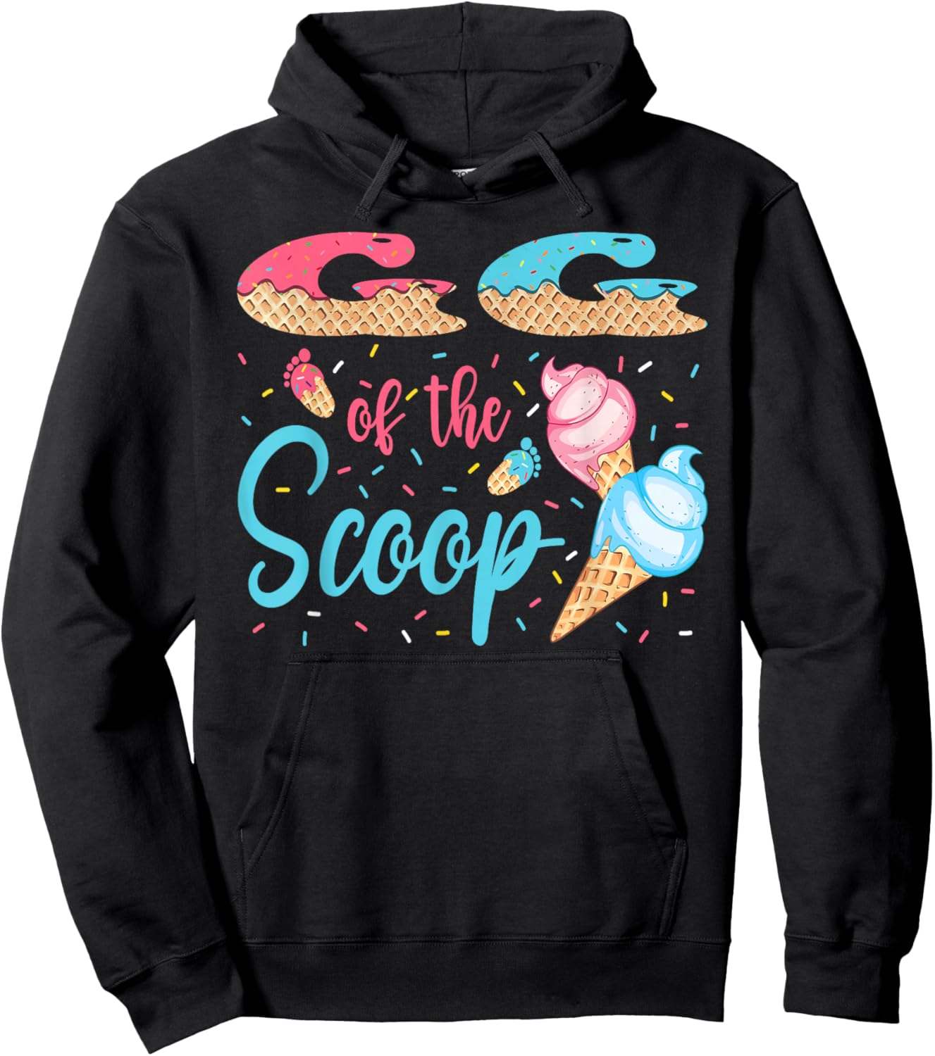 GG Of The Scoop Ice Cream Gender Reveal Baby Shower Hoodie - Hoodie | Black