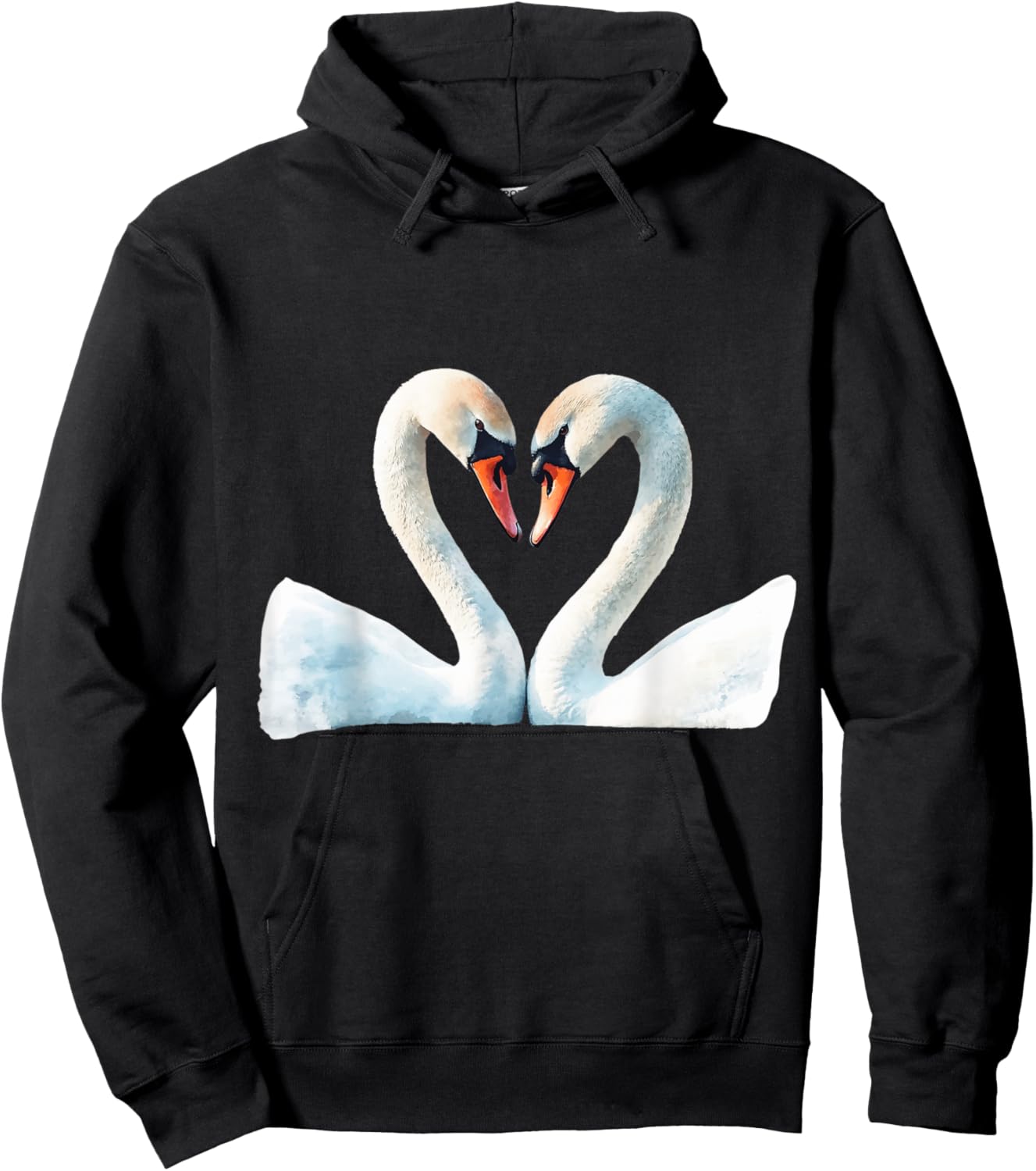 Romantic Swan Couple Heart Shape Love Hoodie - Hoodie | Black