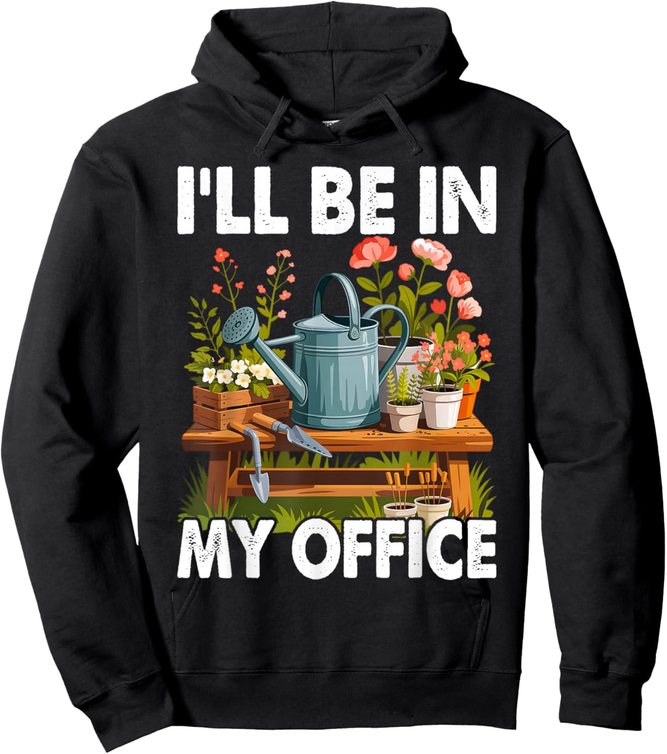 I'll Be in My Office Garden Funny Gardening Short Sleeve Hoodie - Hoodie | Black