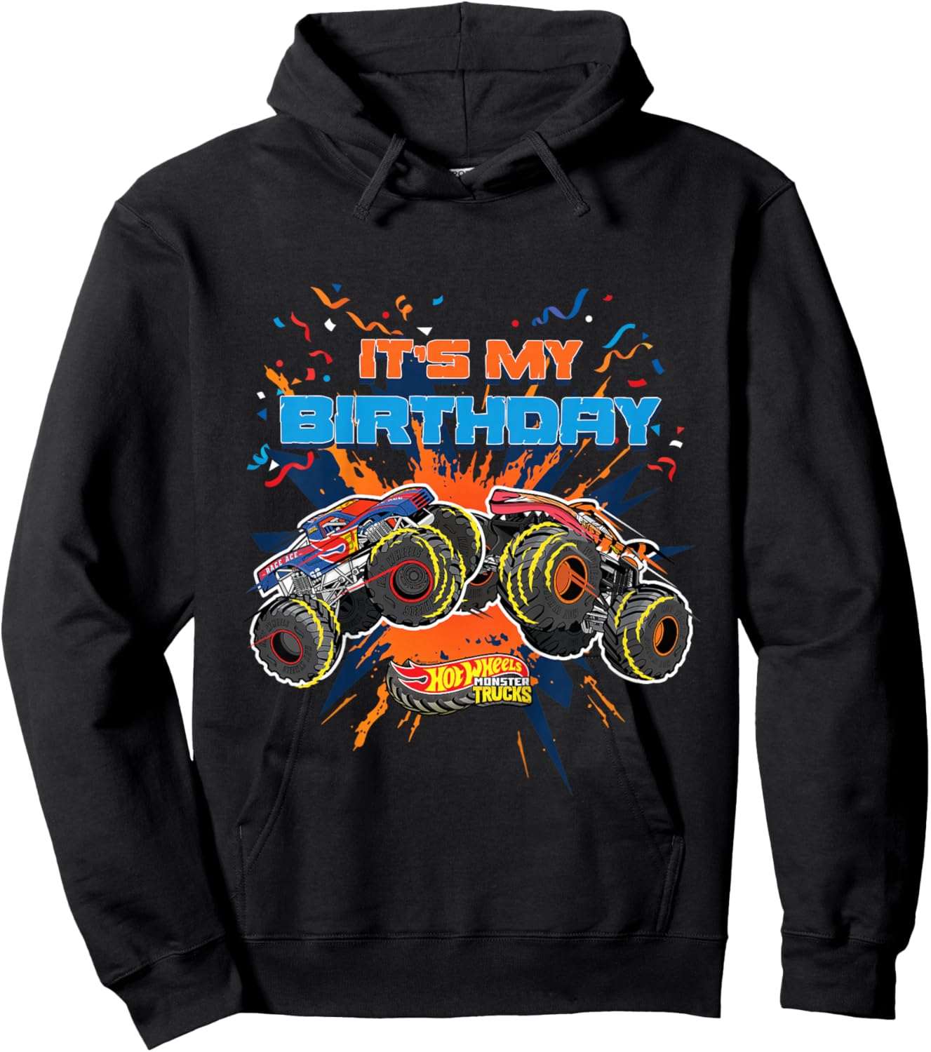 Kids Hot Wheels Monster Trucks - It's My Birthday Hoodie - Hoodie | Black