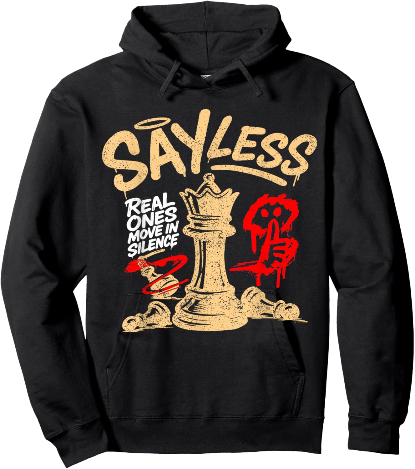 Say Less Real Ones Move in Silence Graphic Hoodie - Hoodie | Black