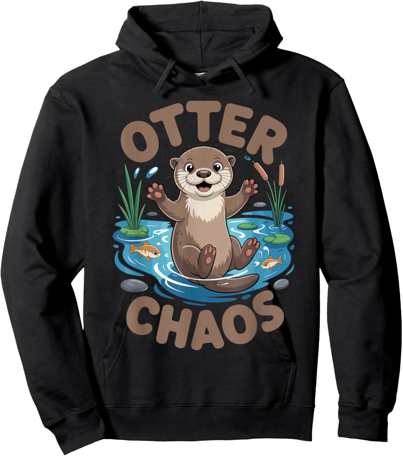 Otter Chaos Funny Animal Pun Nature Humor Hoodie - Hoodie | Black