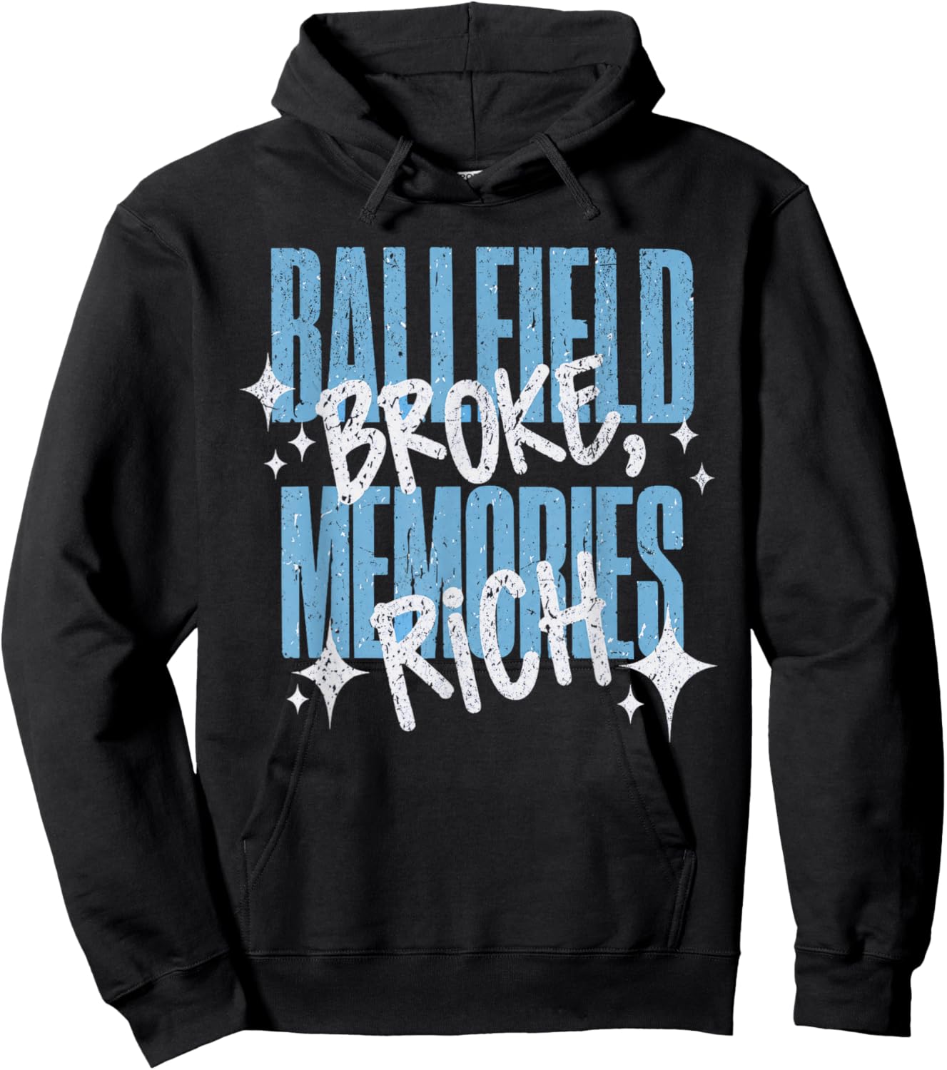 Ballfield Broke Memories Rich Baseball Softball Mama Vintage Hoodie - Hoodie | Black