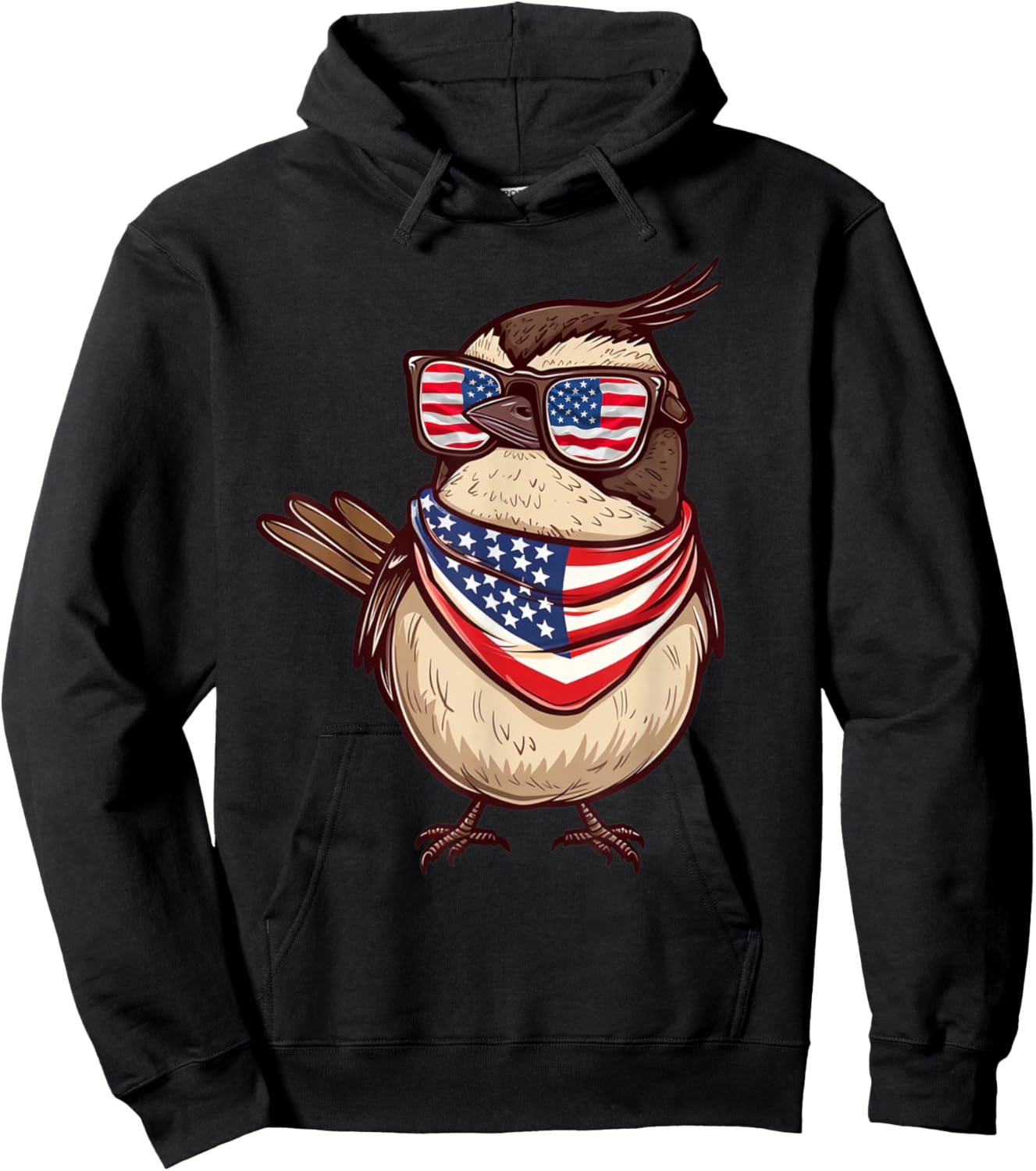 Carolina Wren USA Flag Patriotic Sunglasses 4th Of July Women Men Hoodie - Hoodie | Black