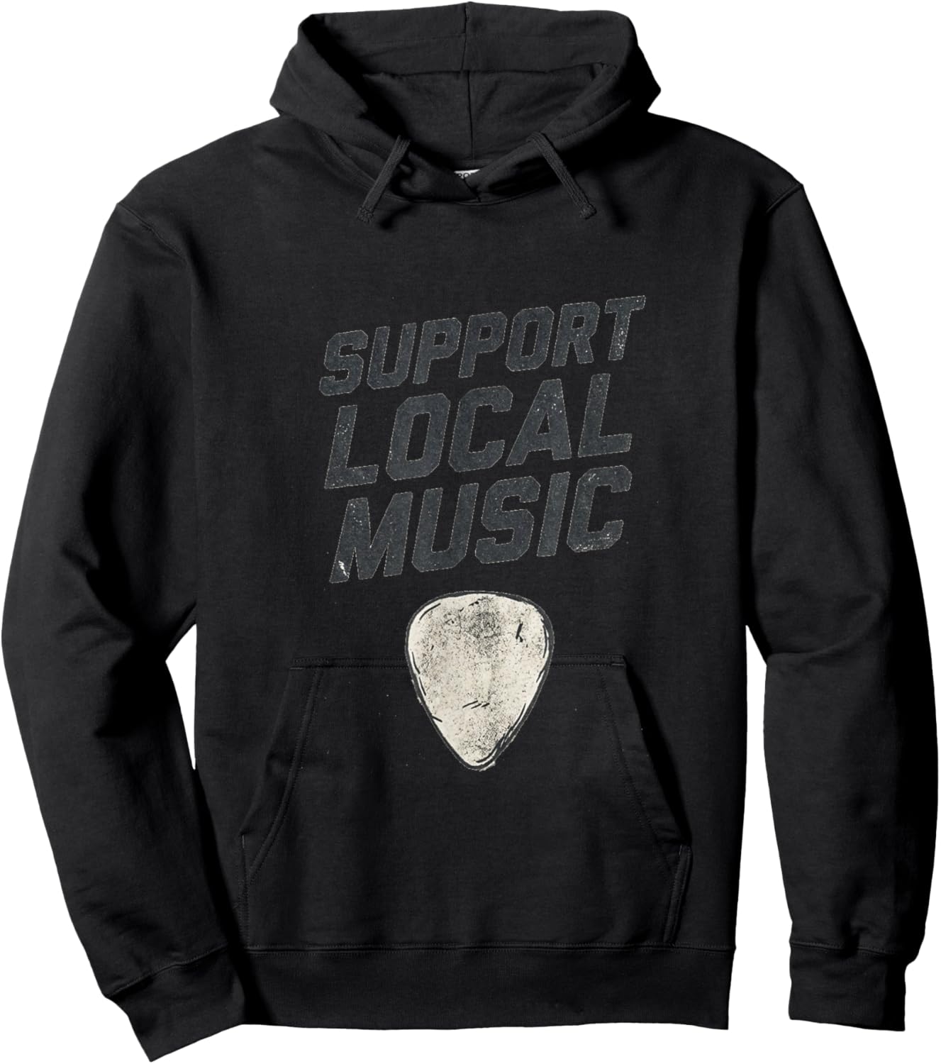 Support Local Music Vintage Guitar Pick Grunge Hoodie - Hoodie | Black