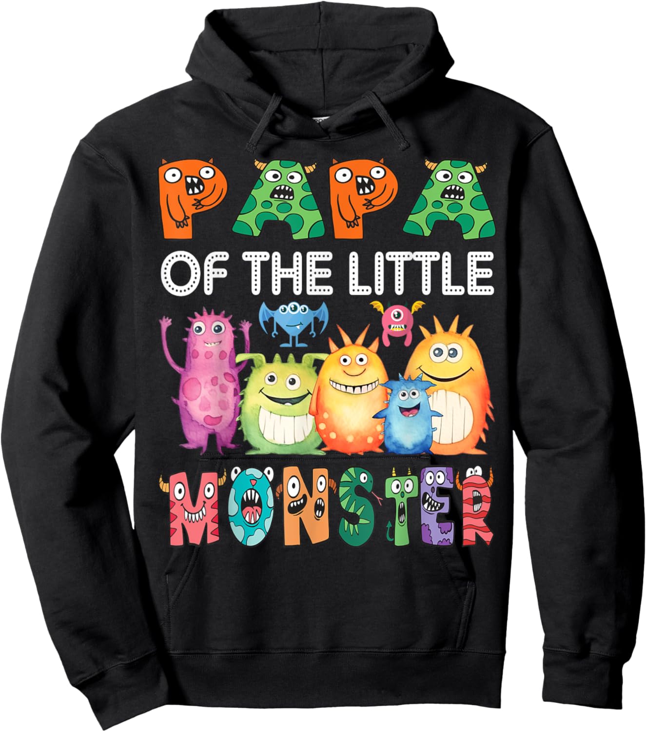 Papa Of The Little Monster Kids 1St Birthday Party Hoodie - Hoodie | Black