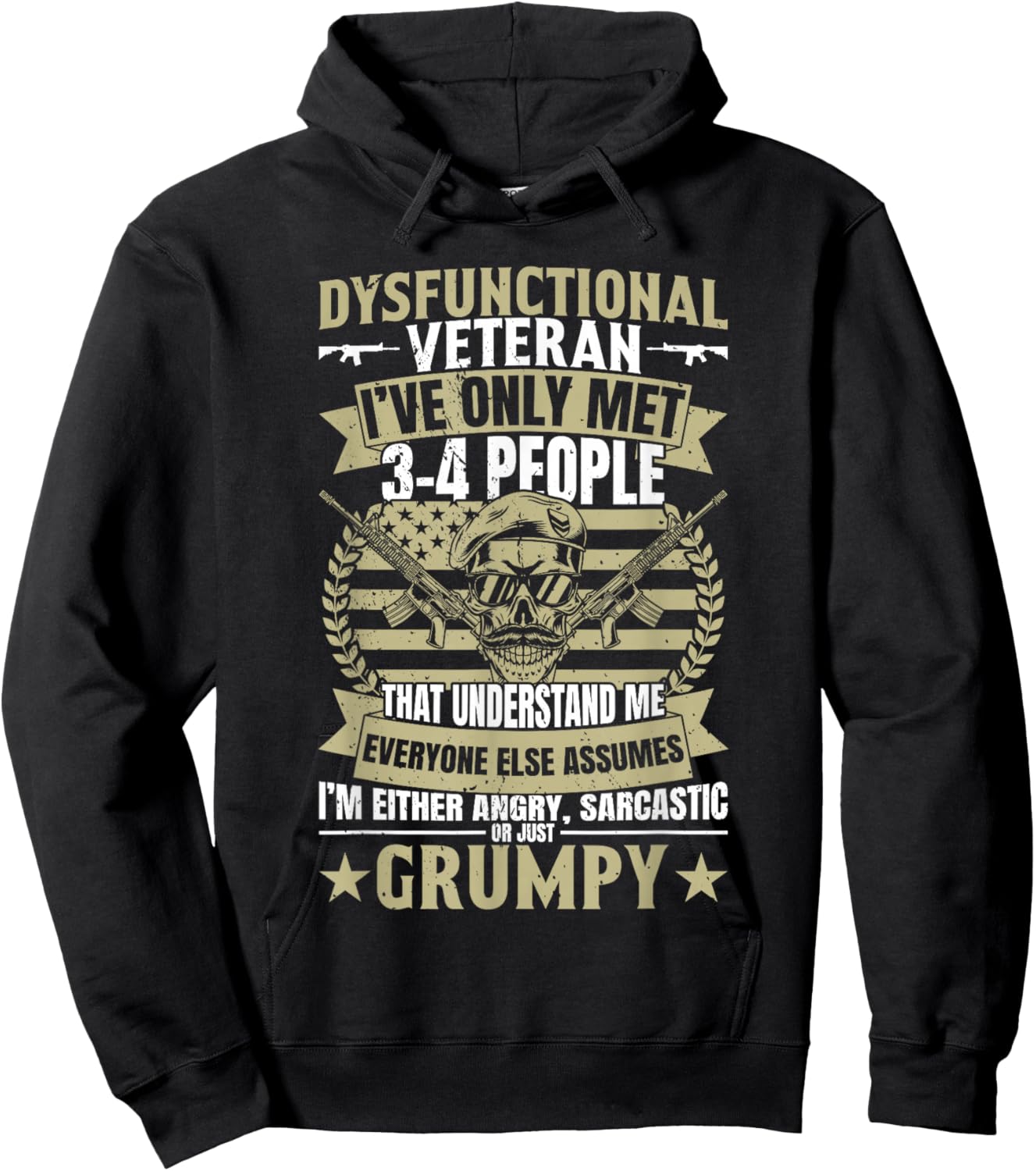 Retired Military Veteran Disgruntled Veteran - -Adults, Black, Small, Short Sleeve Hoodie - Hoodie | Black
