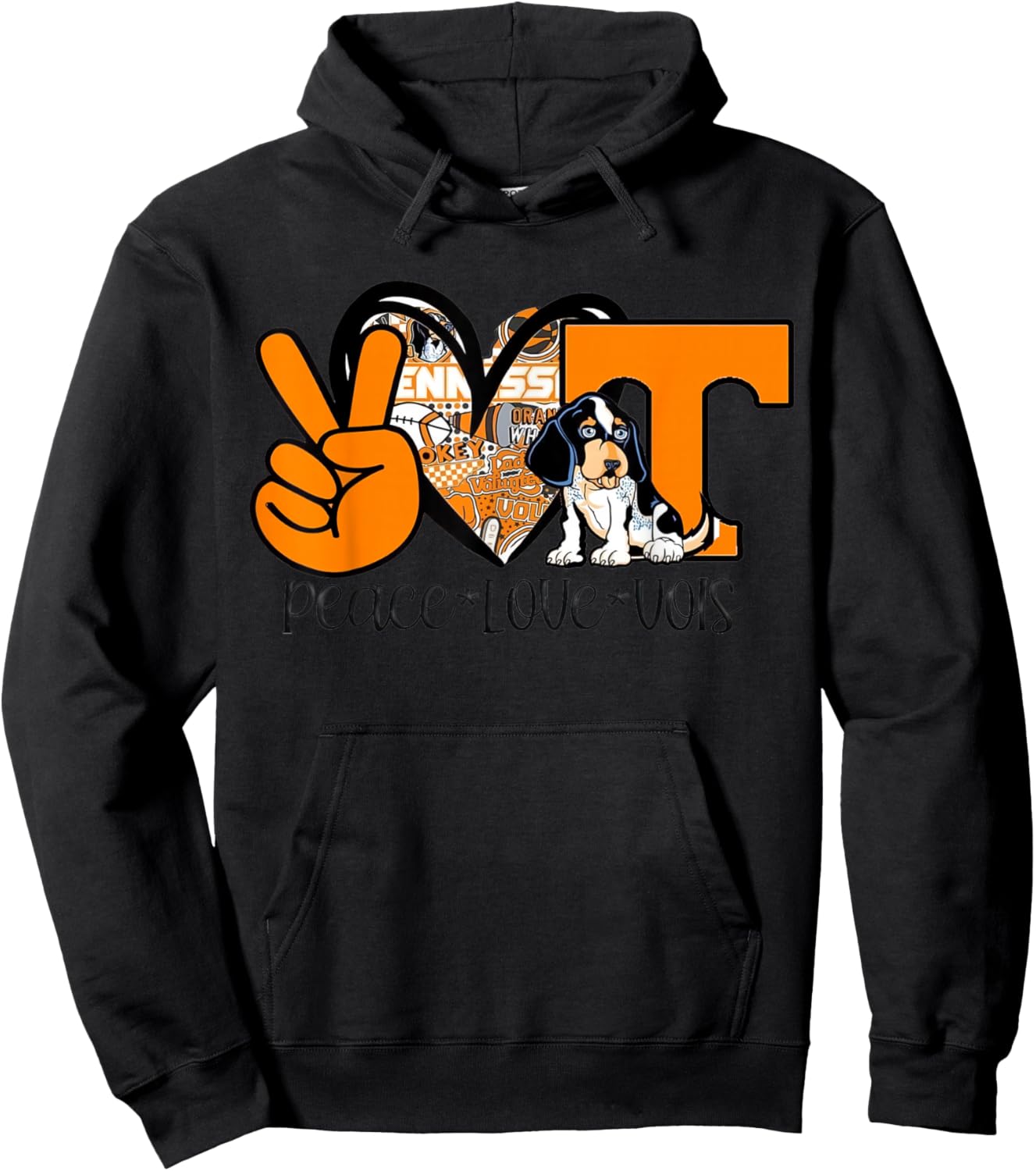 Vols Shirt Peace Love Vols Hoodie - Hoodie | Black